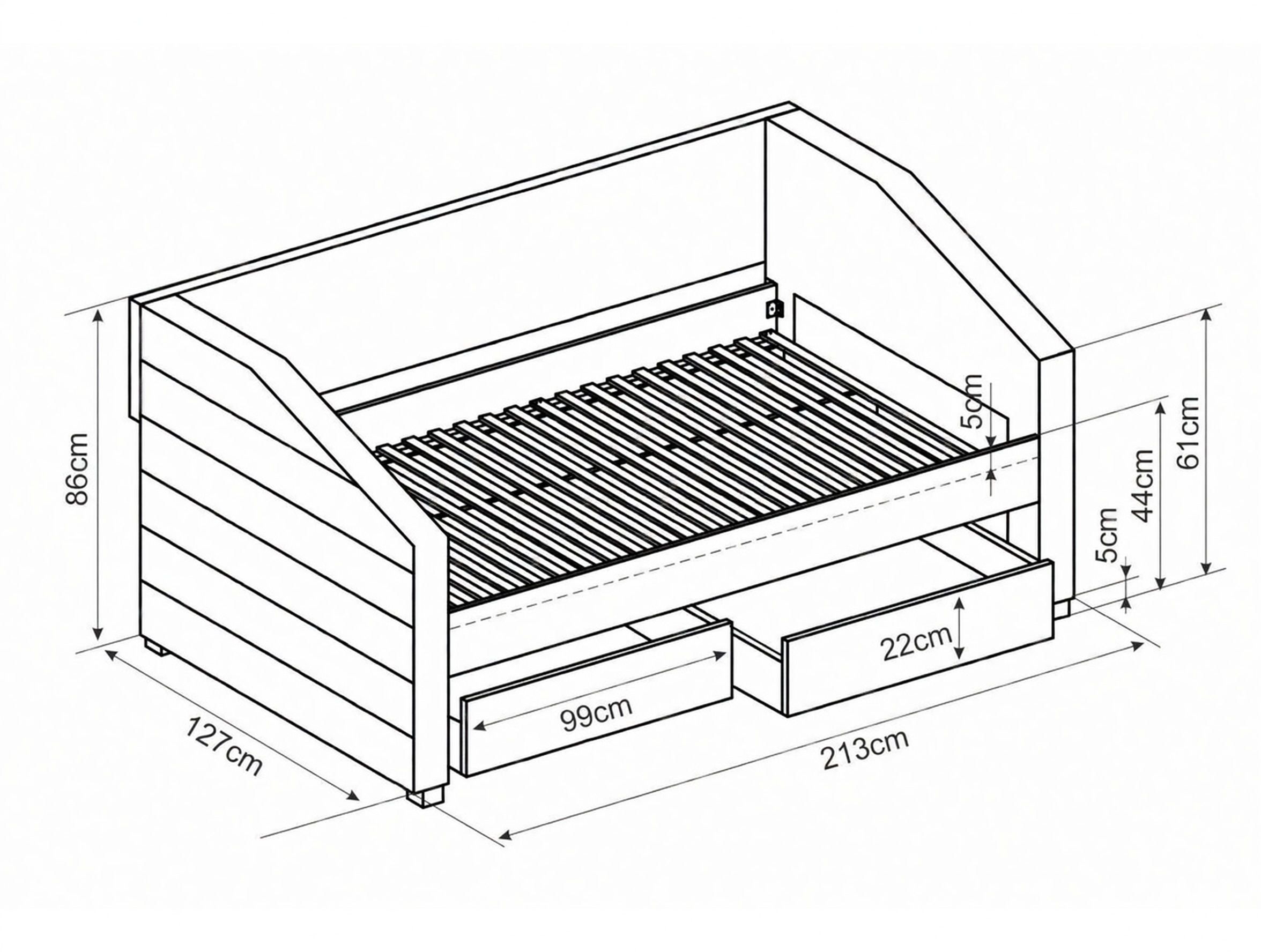 Bed Detroit 443 (Grijs)