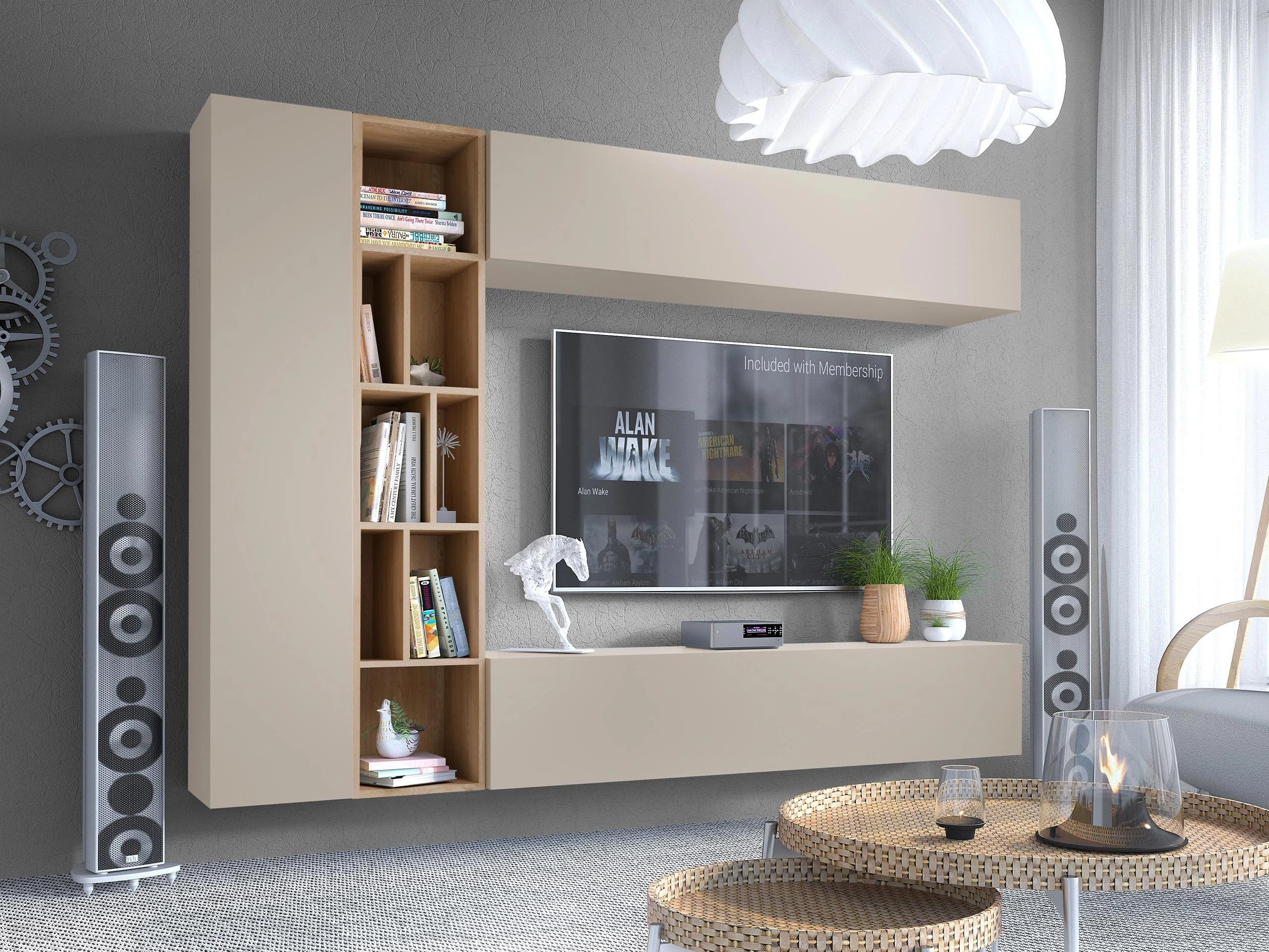 Woonkamerset Comfivo Natura (Kasjmier + Artisan eiken)