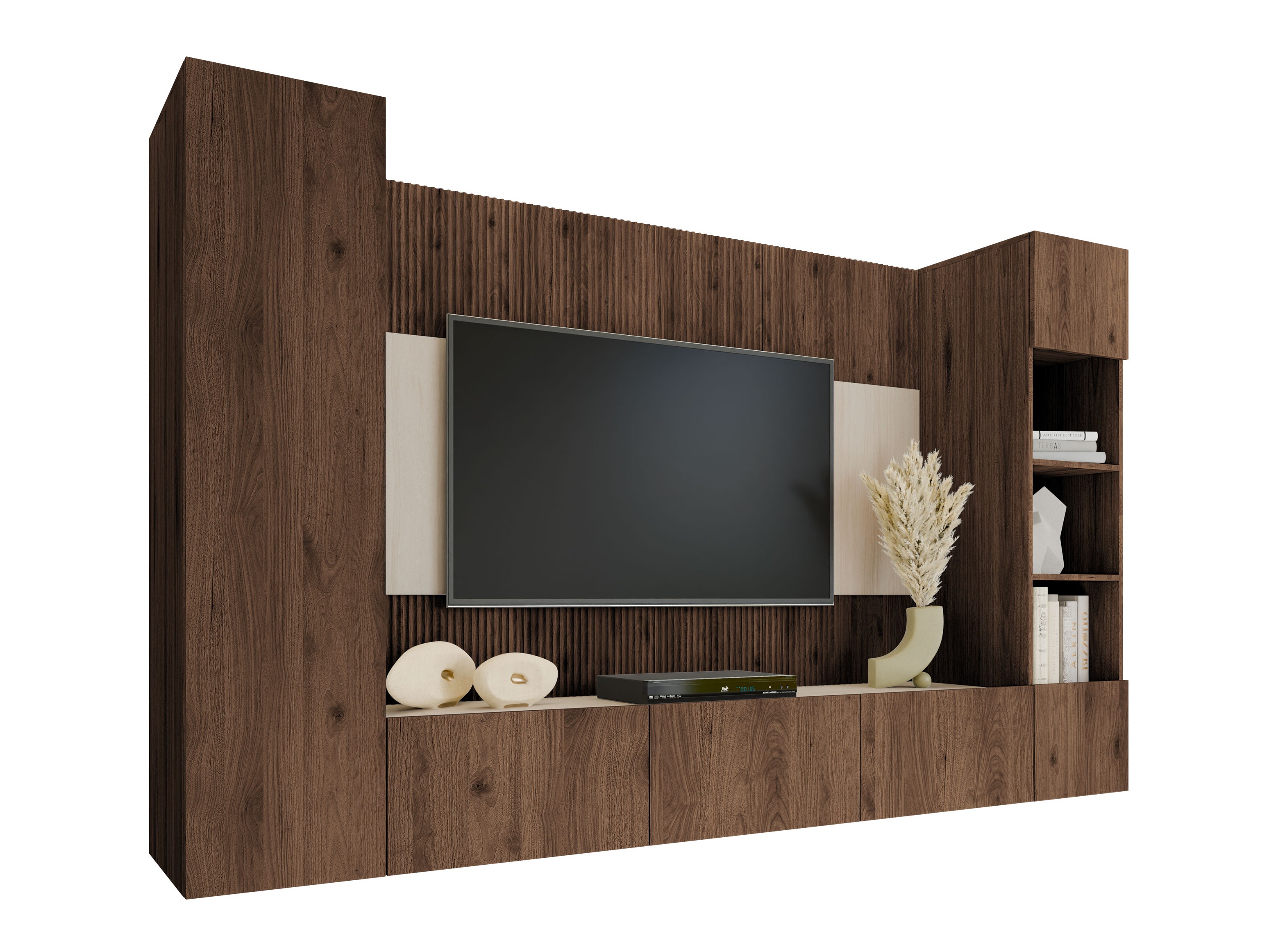 Woonkamerset Comfivo Salix IV (Notenhout + Licht Travertine)