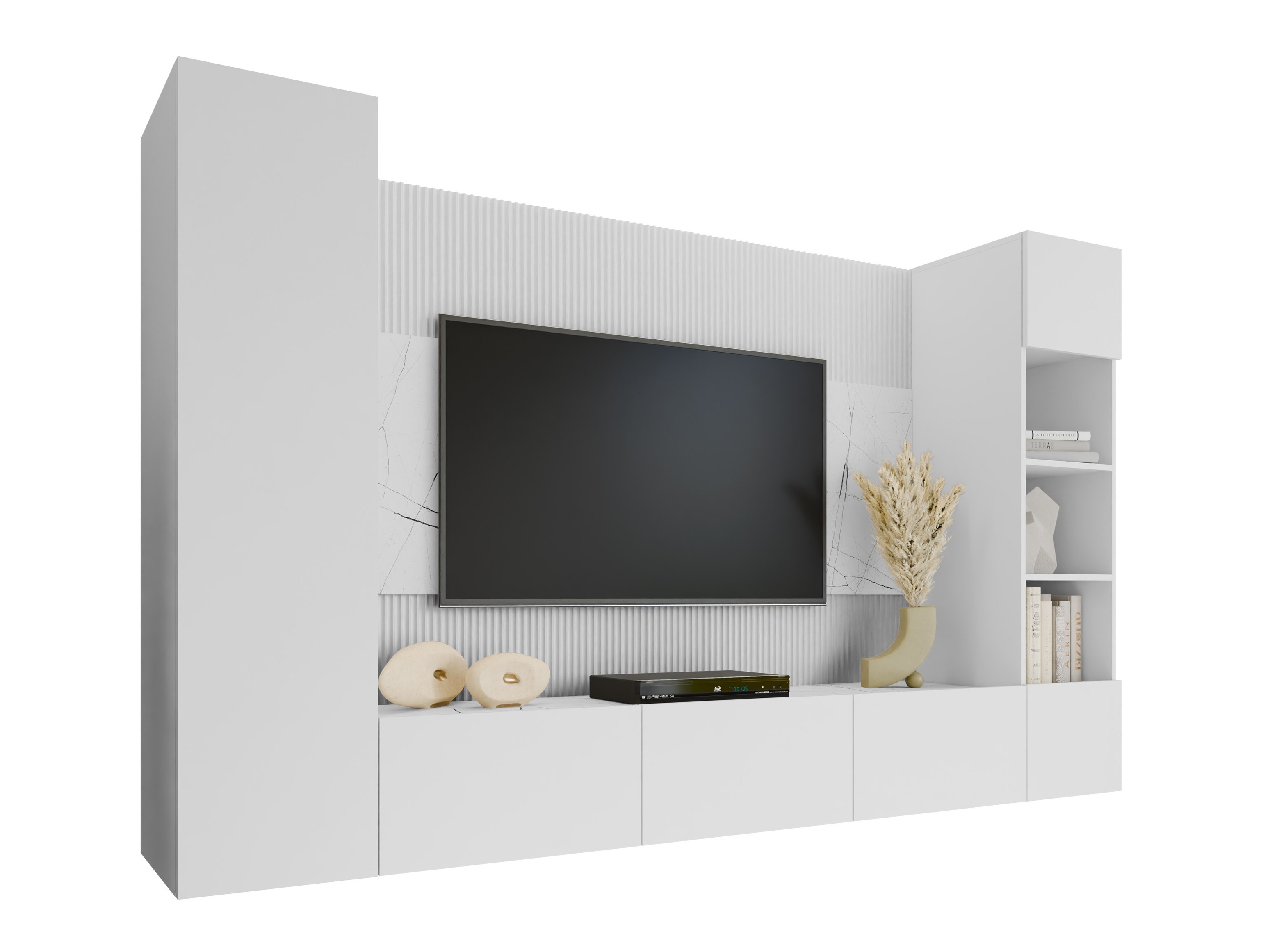Woonkamerset Comfivo Salix IV (Wit + Wit marmer)