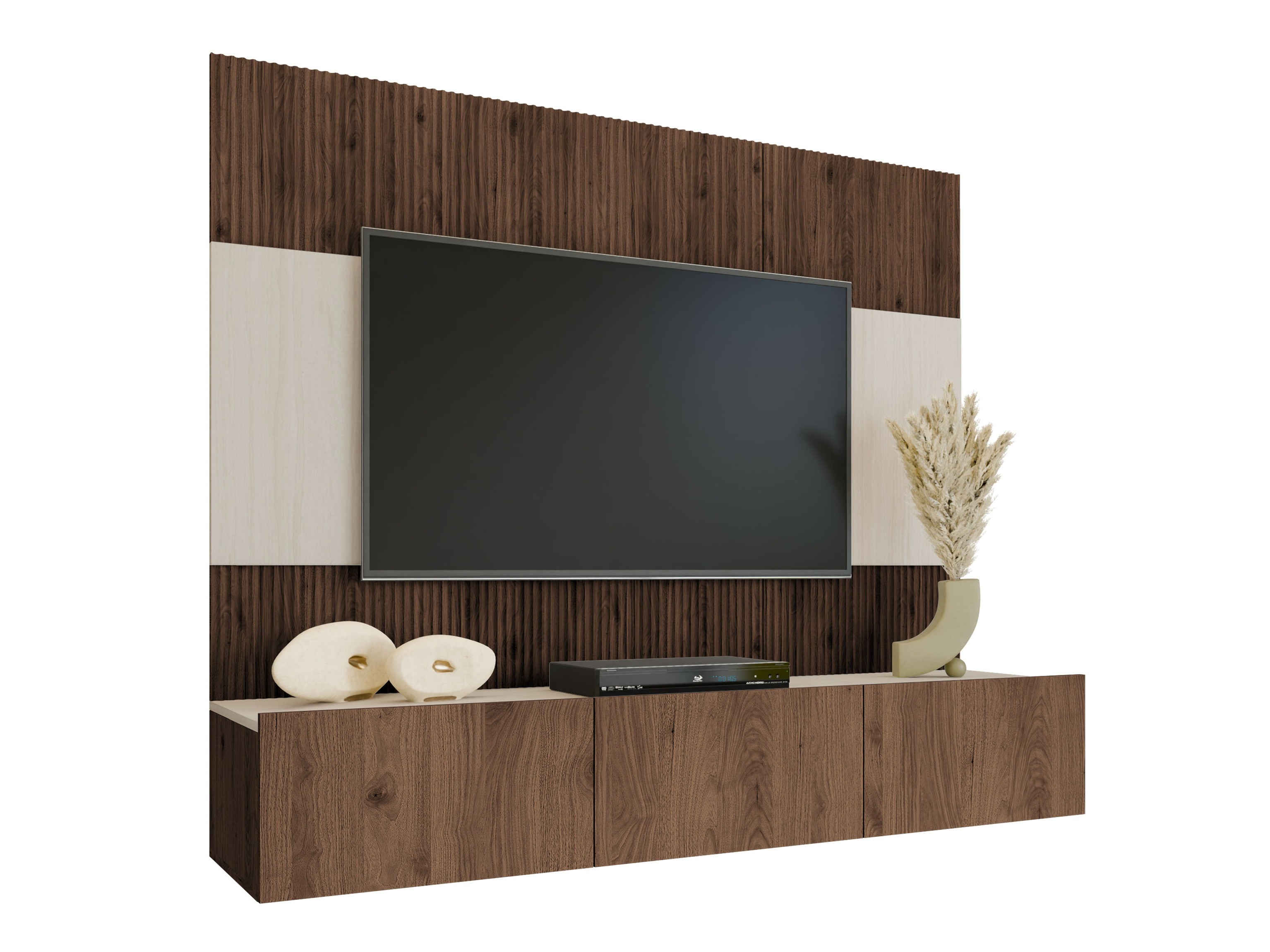 Woonkamerset Comfivo Salix (Notenhout + Licht Travertine)