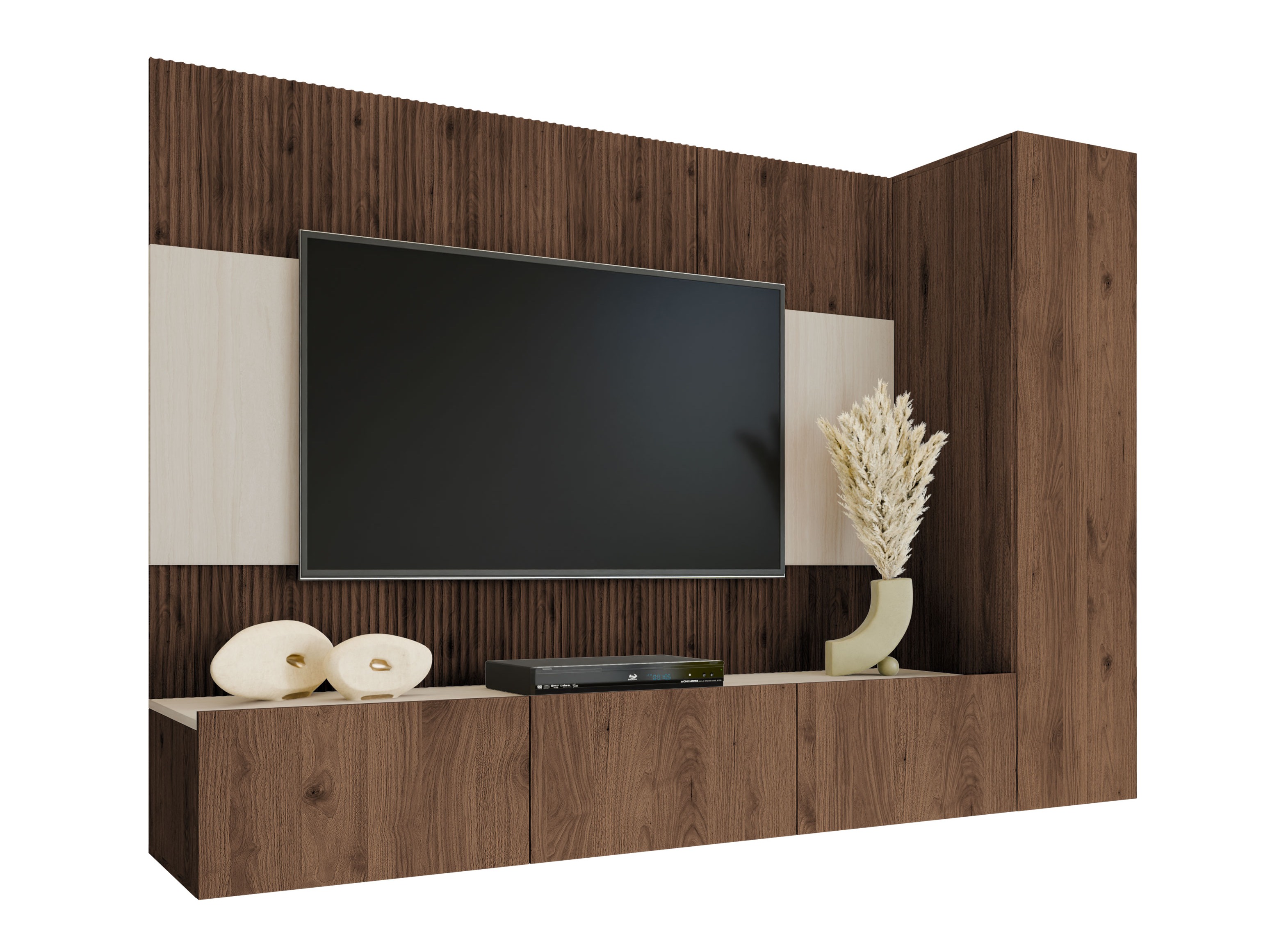 Woonkamerset Comfivo Salix VI (Notenhout + Licht Travertine)