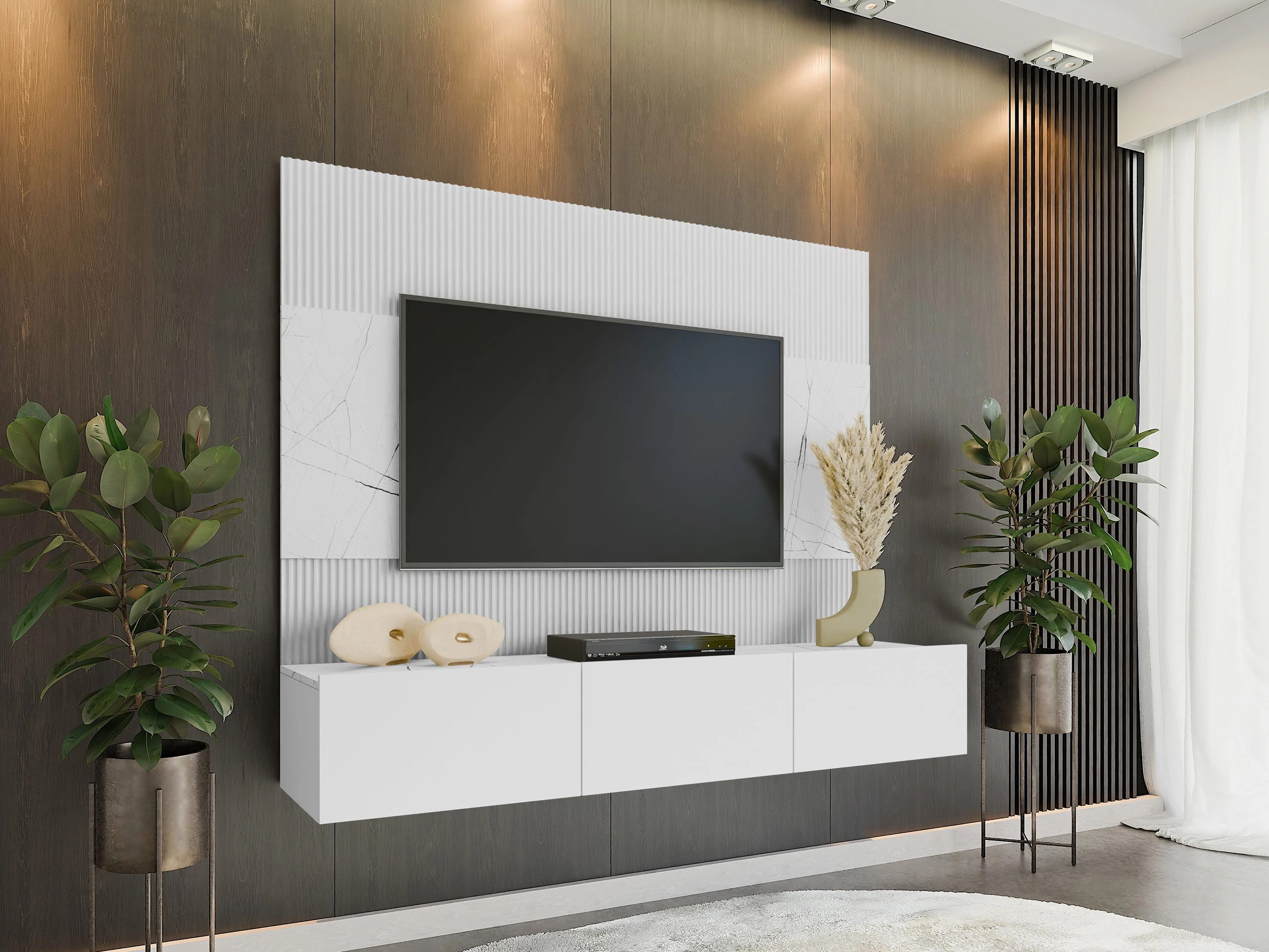 Woonkamerset Comfivo Salix (Wit + Wit marmer)