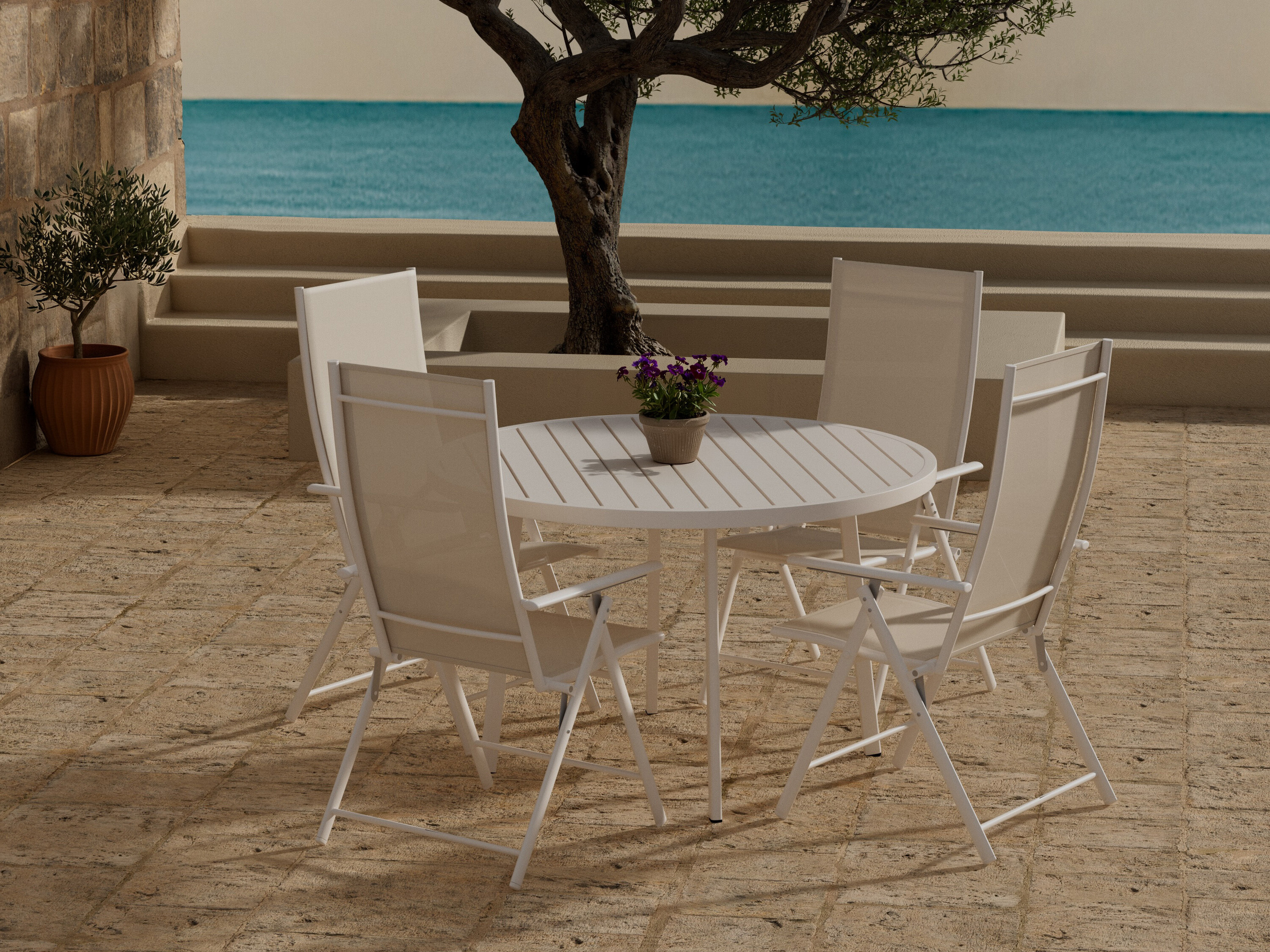 Tafel en stoelen set Dallas 5257 (Beige)
