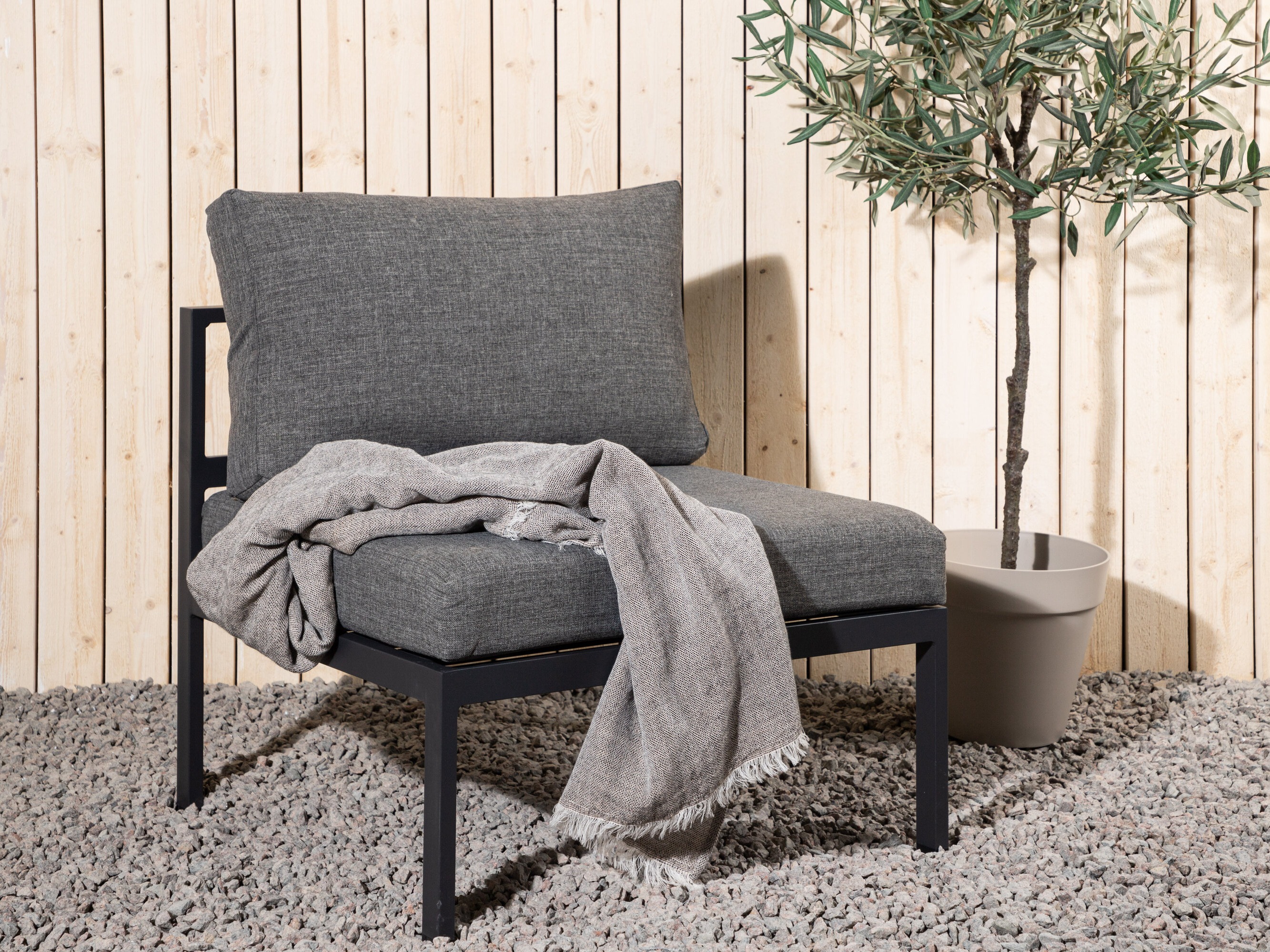 Fauteuil voor buiten Camorlo 100 (Grijs + Zwart)