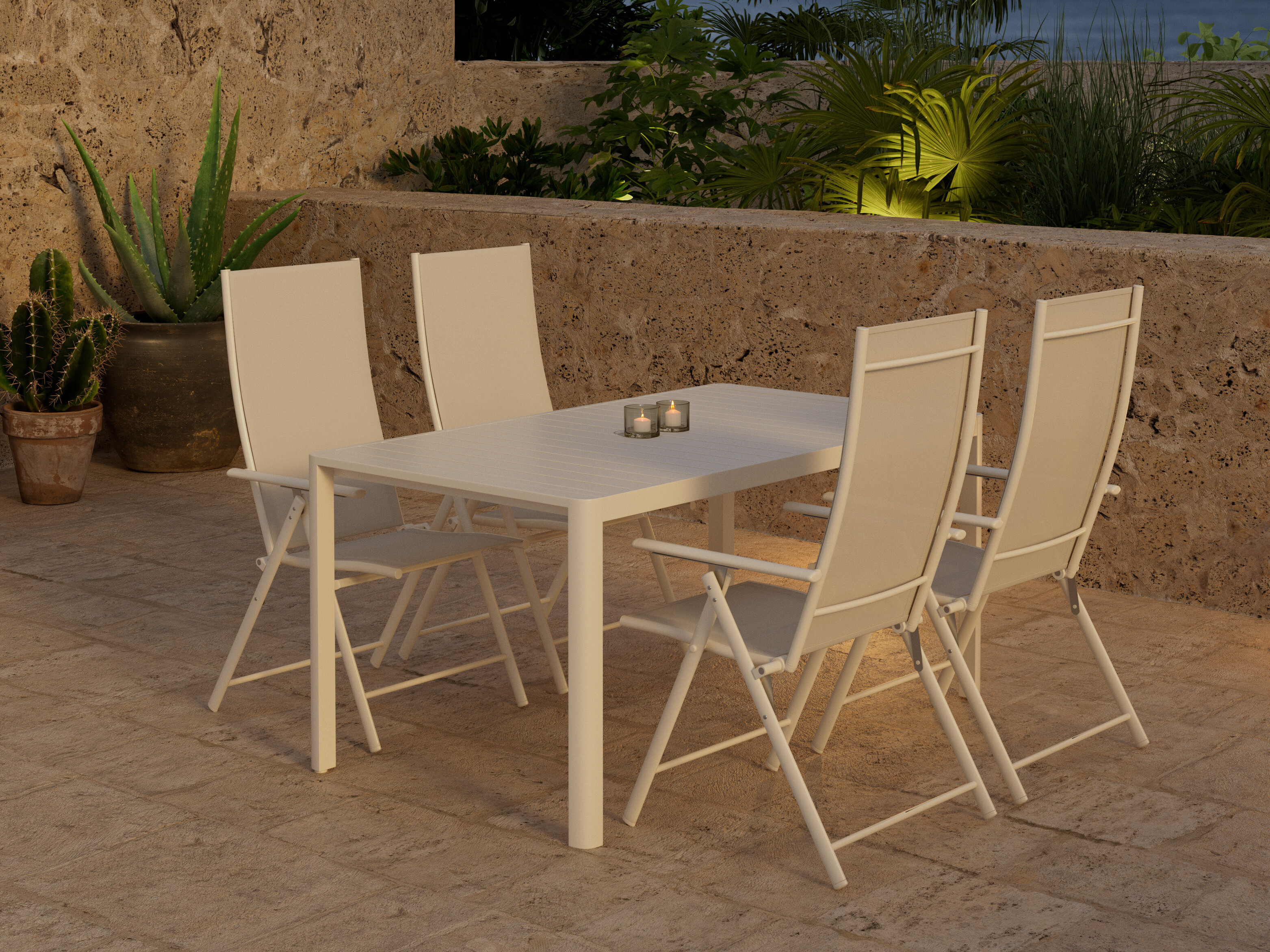 Tafel en stoelen set Dallas 5255 (Beige)
