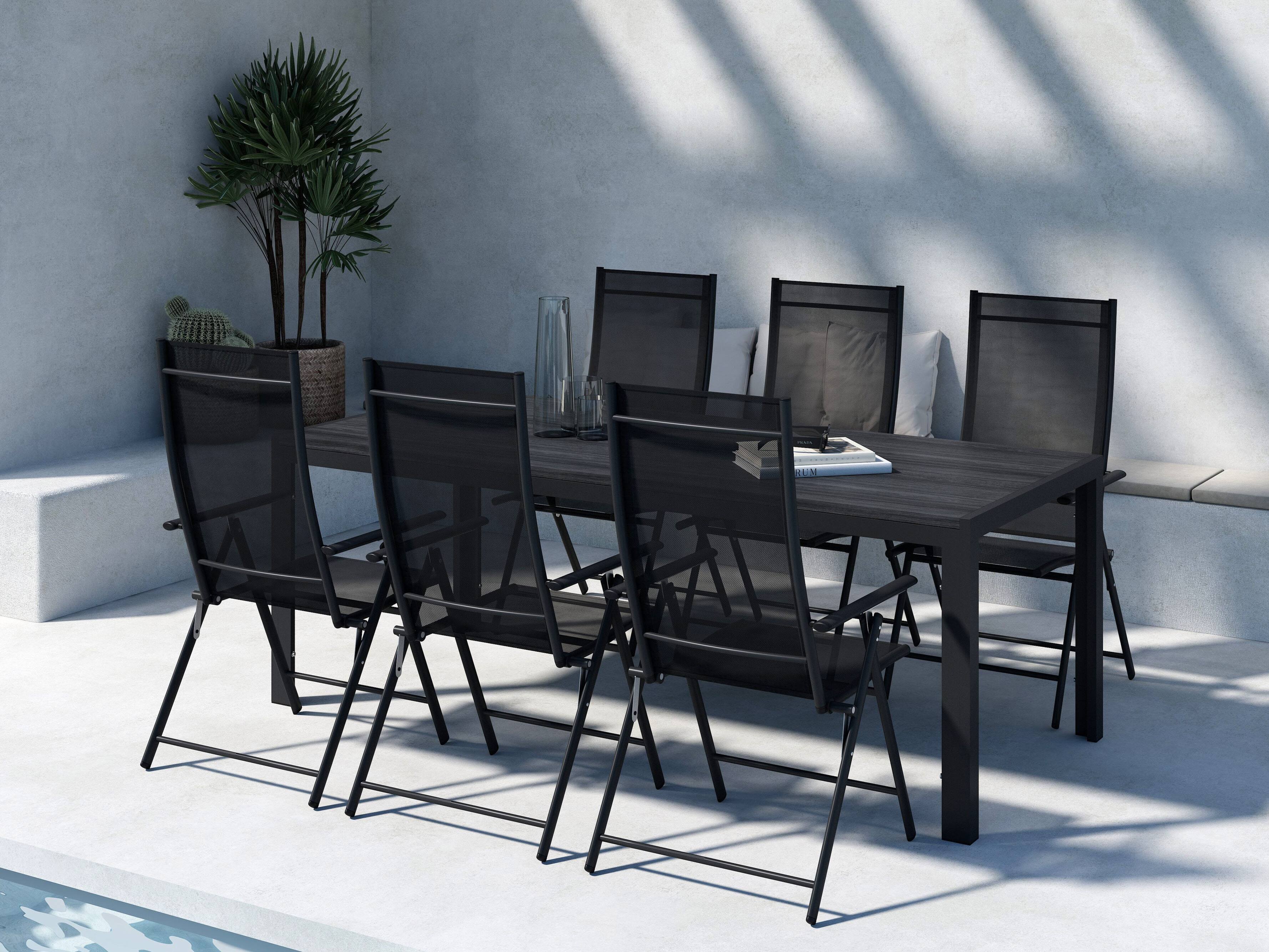 Tafel en stoelen set Dallas 5263 (Zwart)