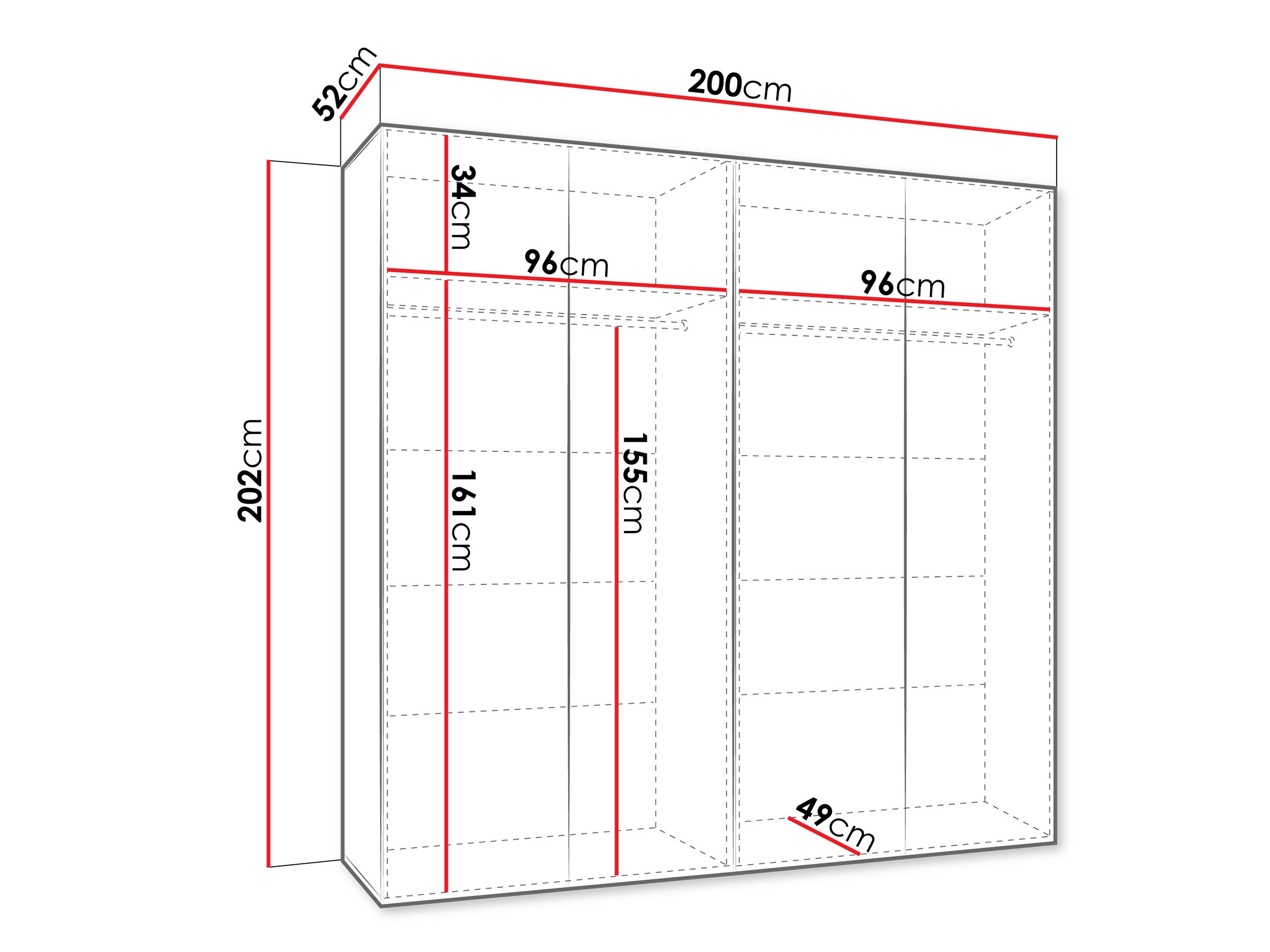 Kledingkast Hartford 605 (Zwart)