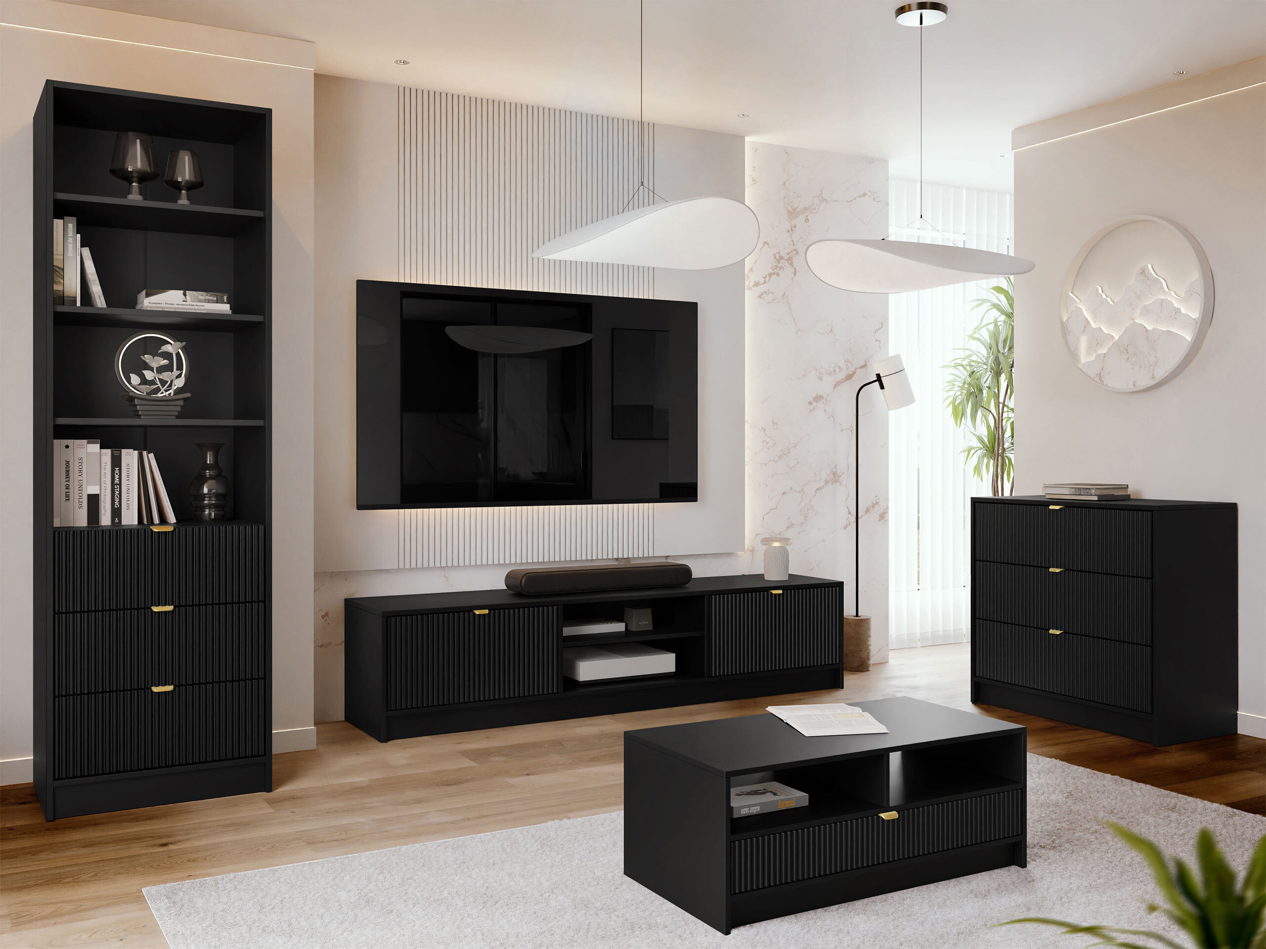 Woonkamerset Comfivo Papilio VII (Zwart)