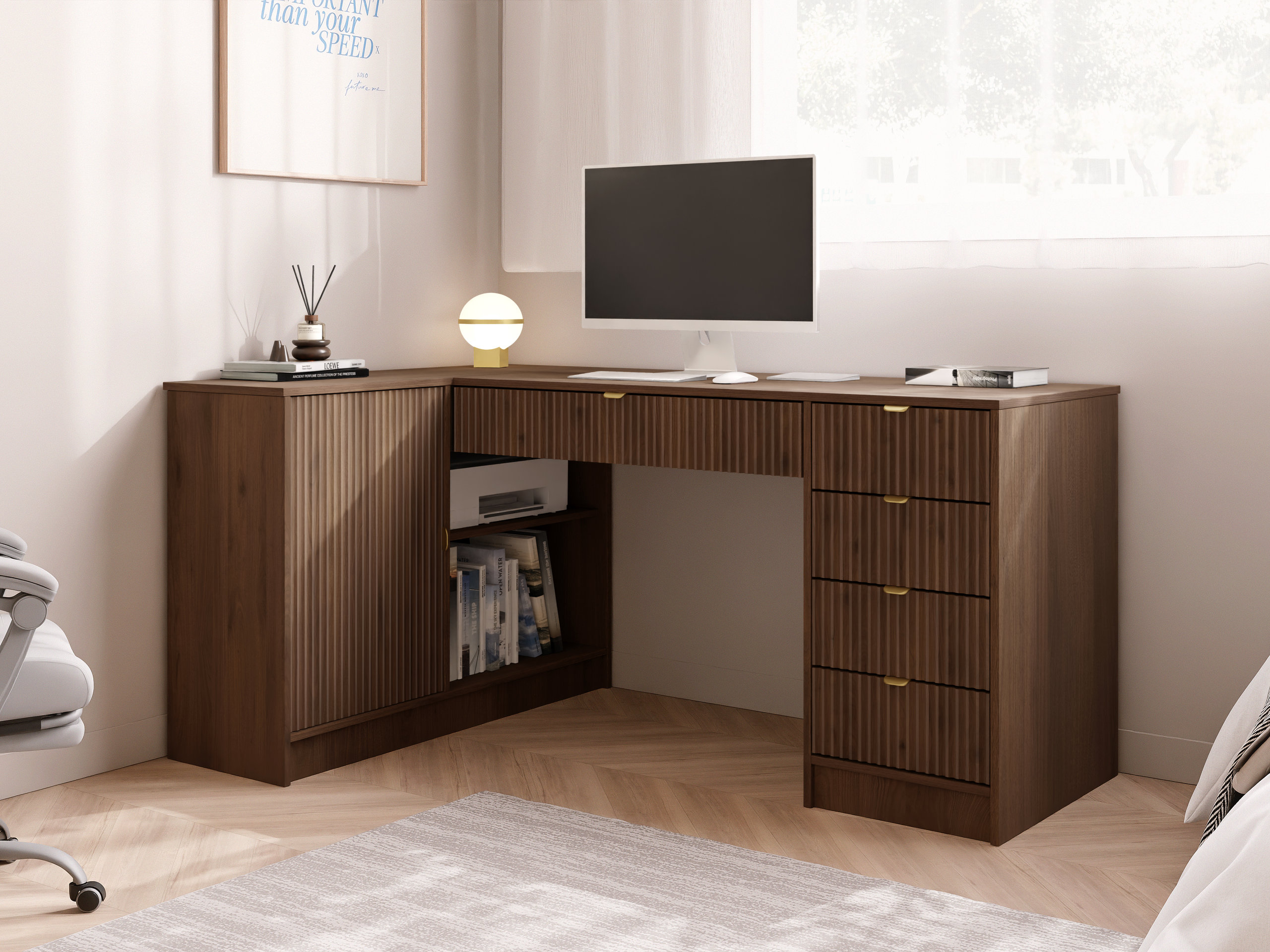 Hoekbureau Comfivo Papilio II (Notenhout)