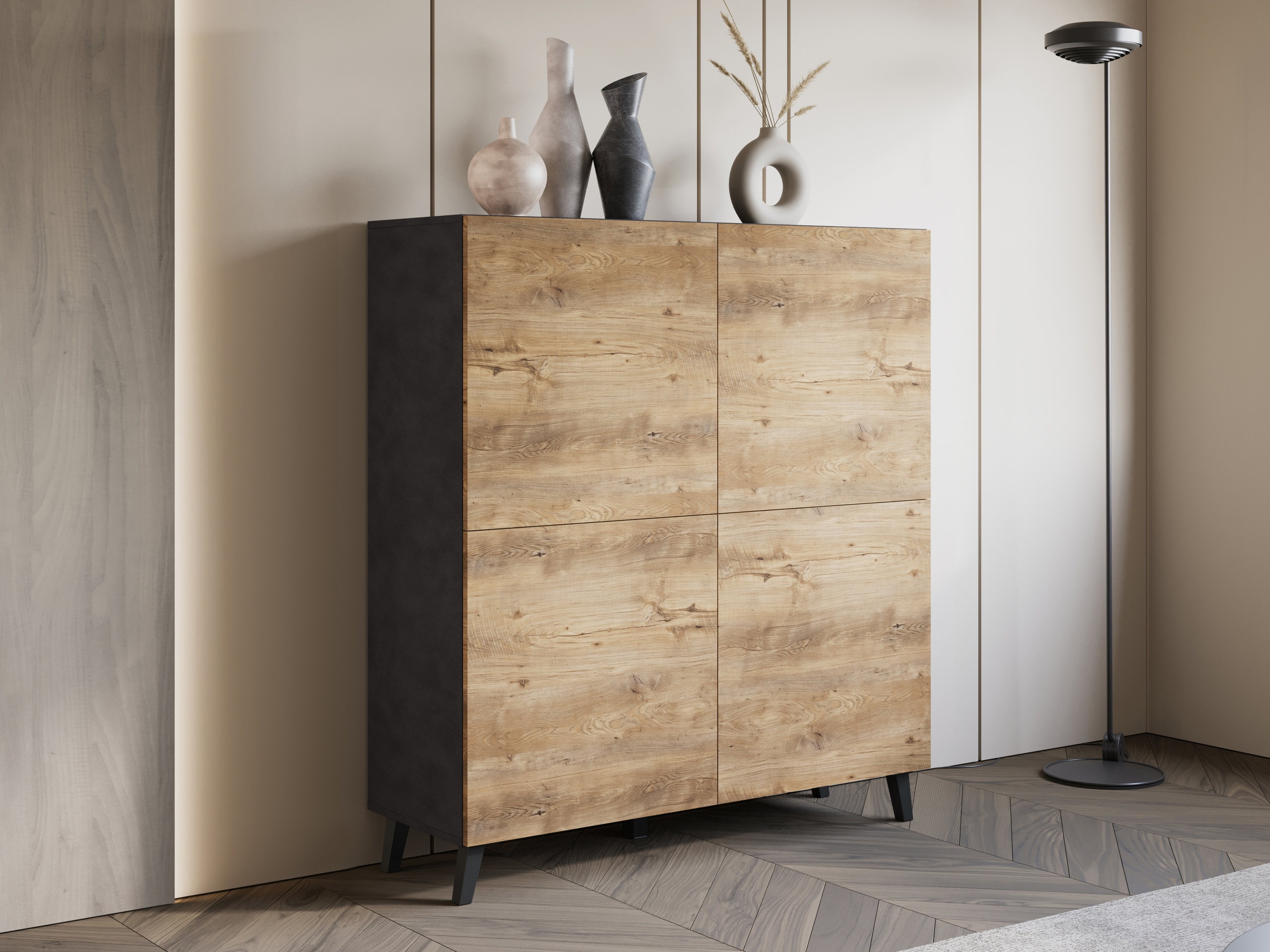 Dressoir Levtive 100 (Matera grijs + Kastanje)