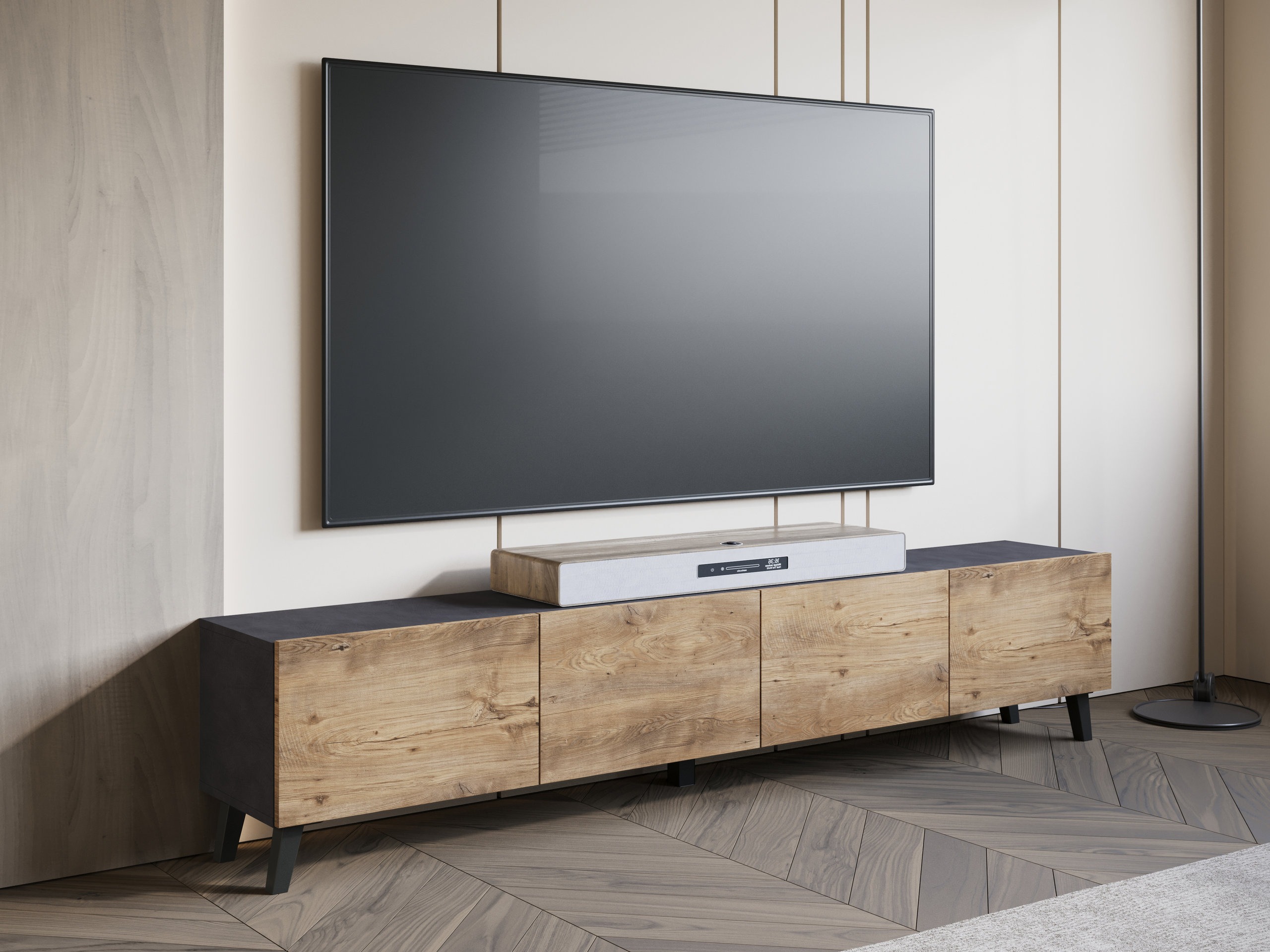 TV-meubel Levtive 101 (Matera grijs + Kastanje)