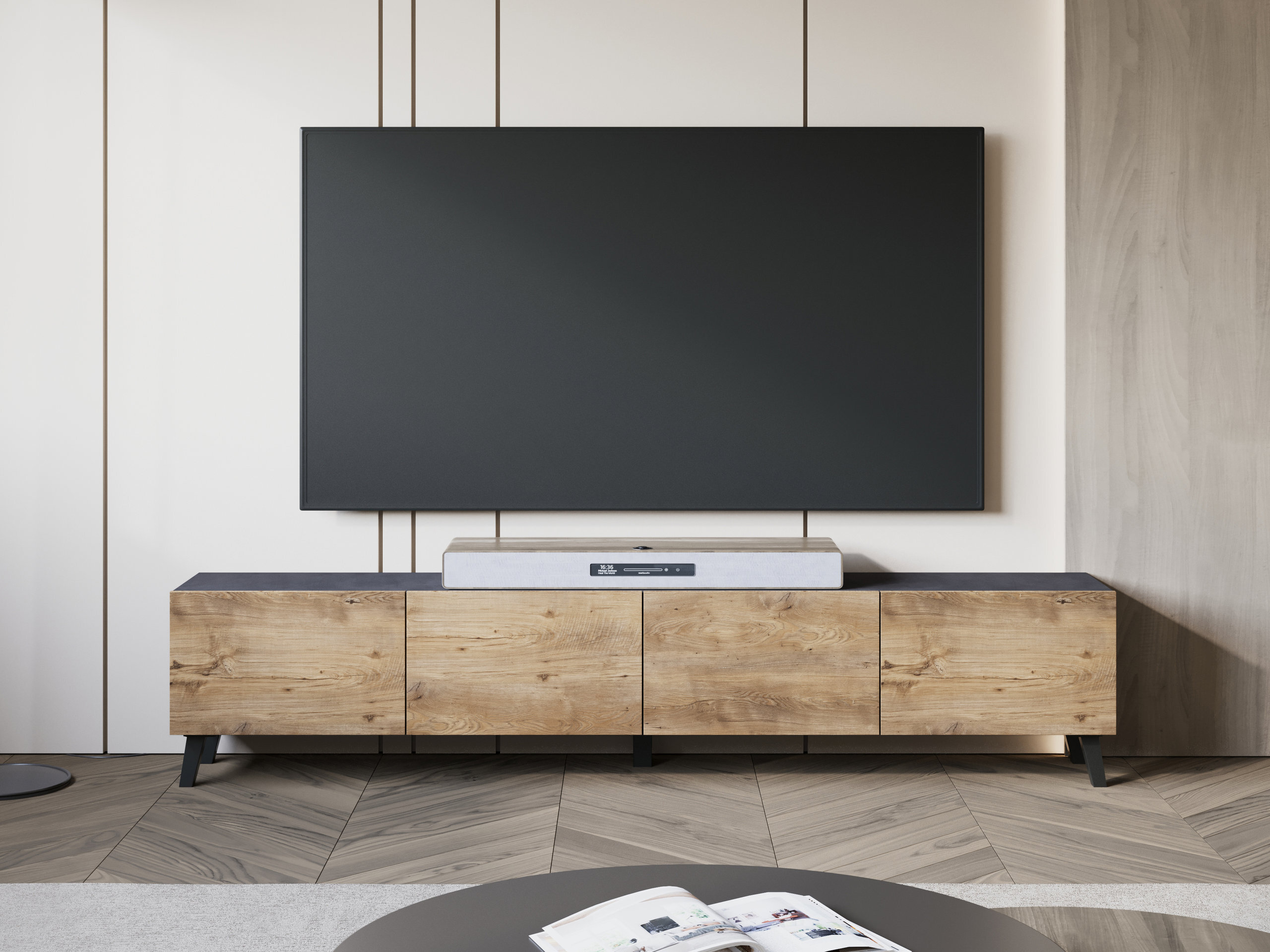 TV-meubel Levtive 101 (Matera grijs + Kastanje)