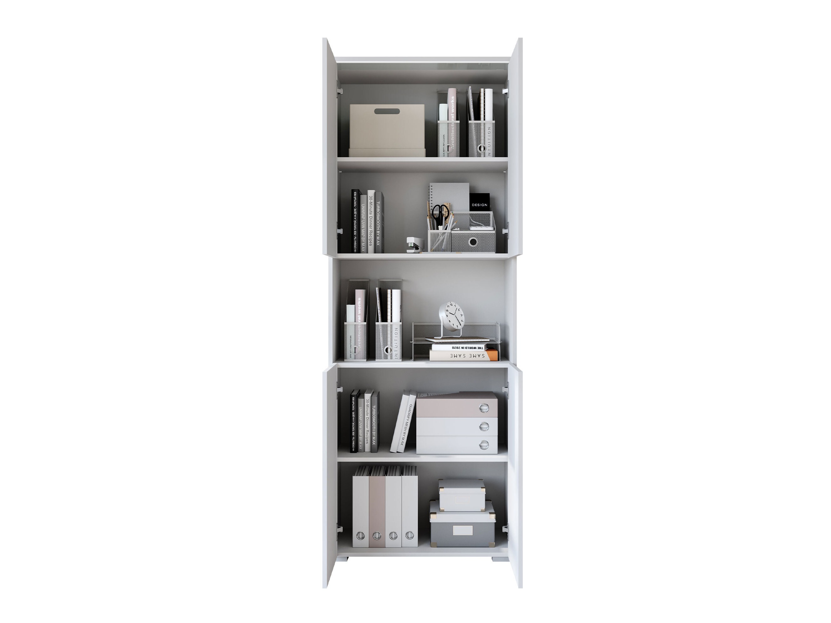 Boekenkast Mirfivo 106 (Wit + Glanzend wit)