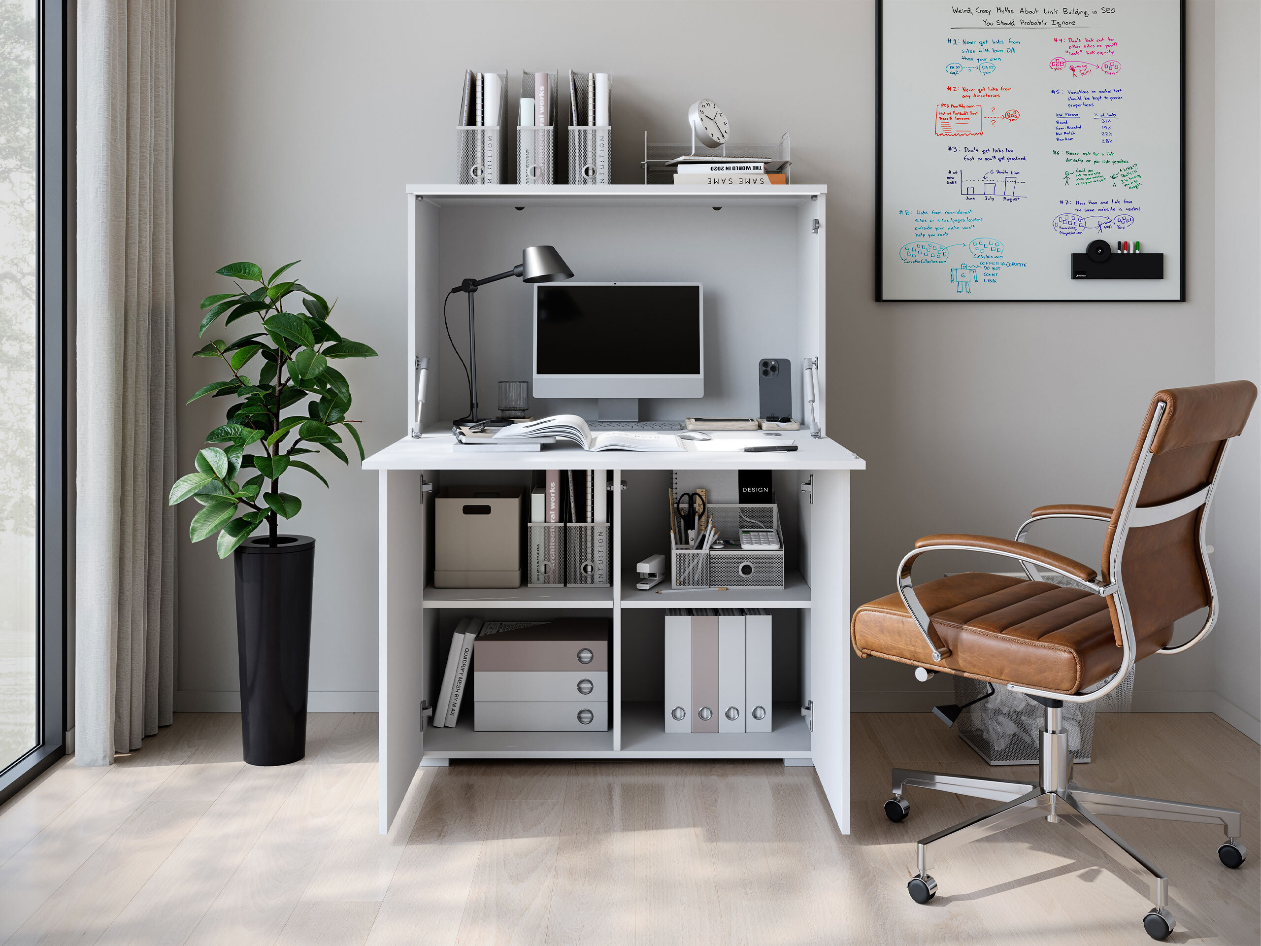 Dressoir Mirfivo 107 (Wit + Glanzend wit)