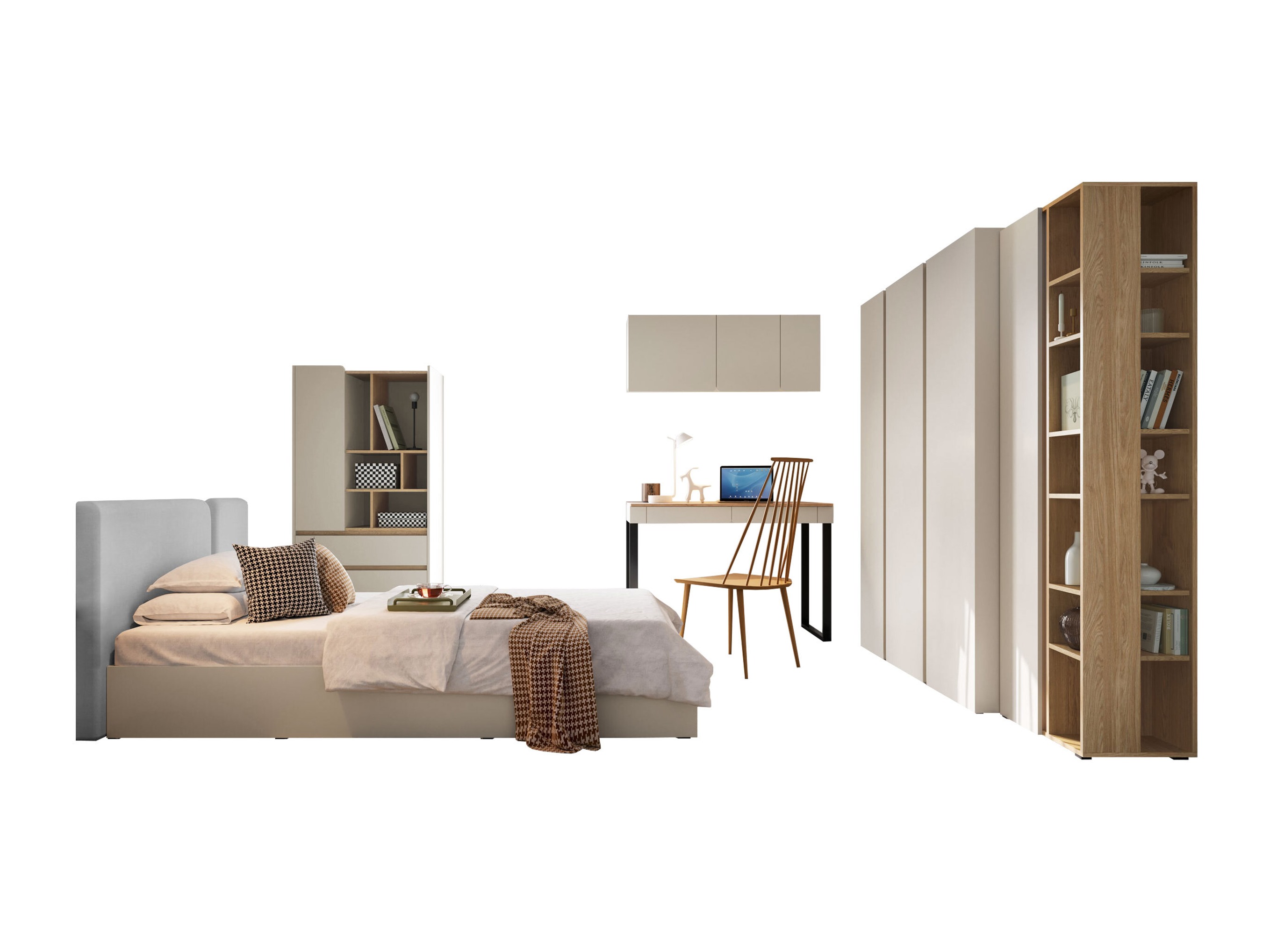 Meubelset Fiosono 114 (Beige + Licht eiken)