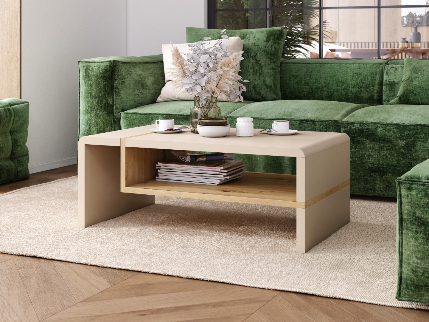 Salontafel Glendale 102 (Beige + Artisan eiken)