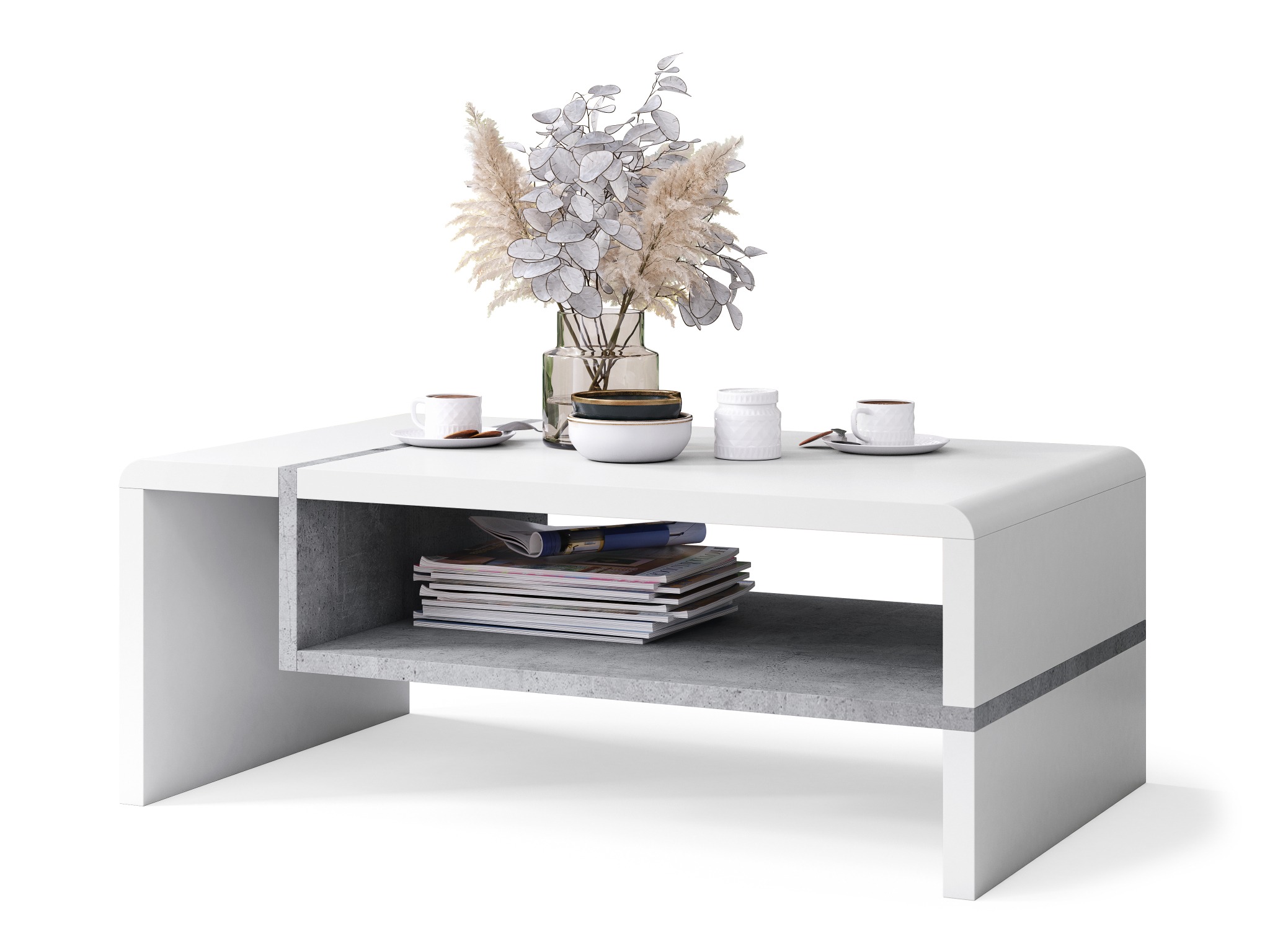 Salontafel Glendale 102 (Wit + Beton)