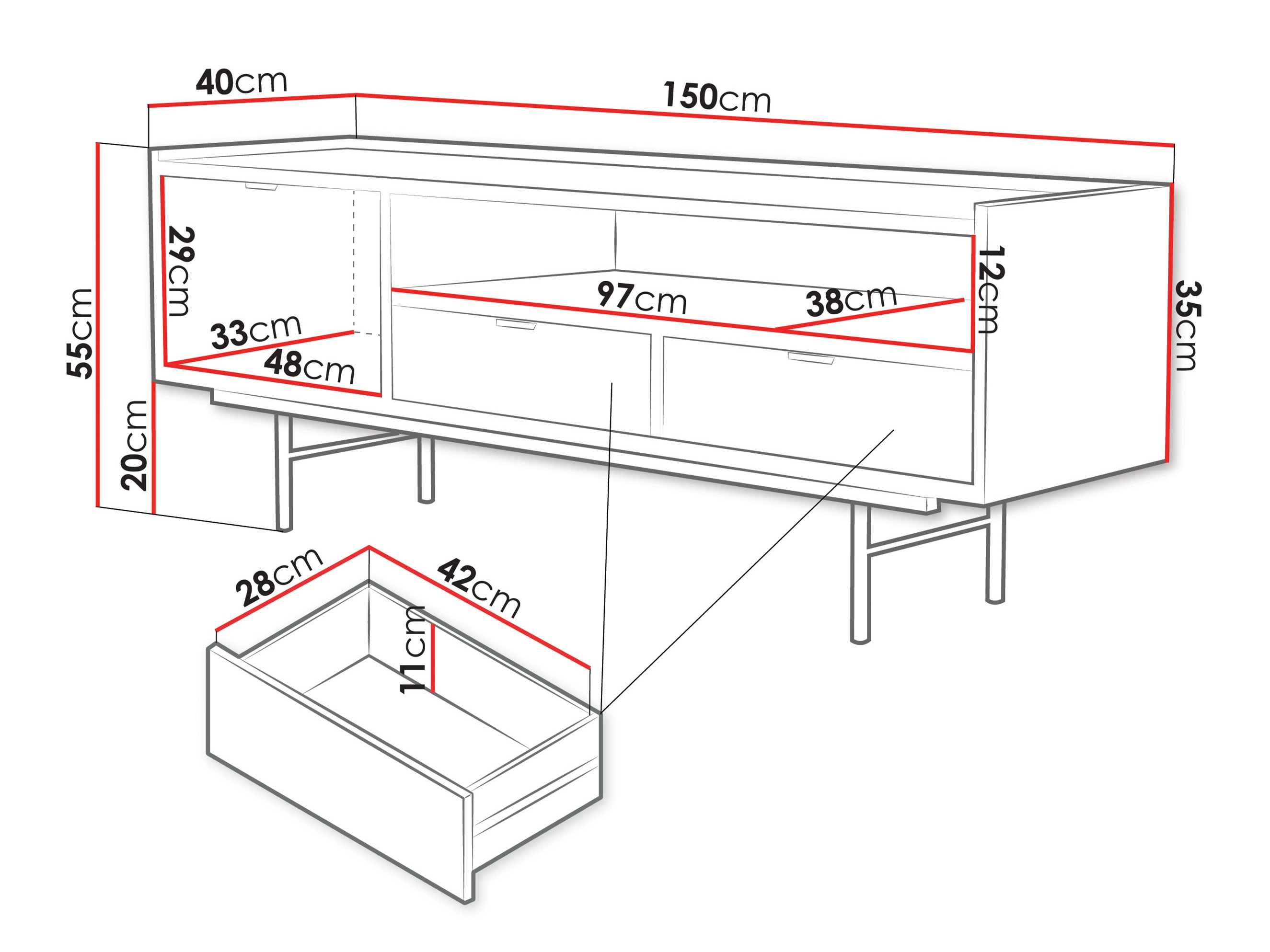 TV-meubel Floelbe 104 (Eiken)