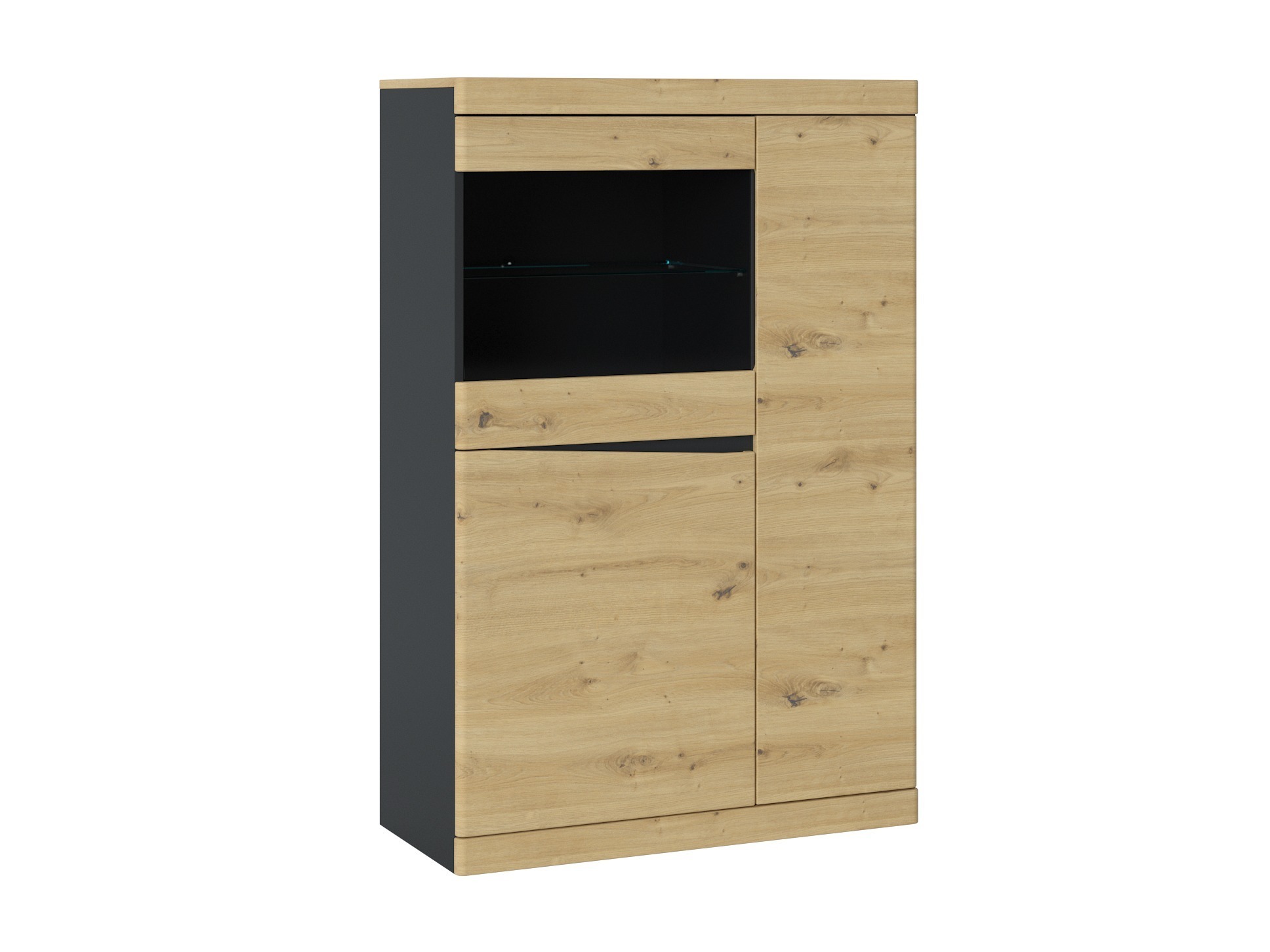 Boekenkast Venlori 129 (Antraciet + Artisan eiken)