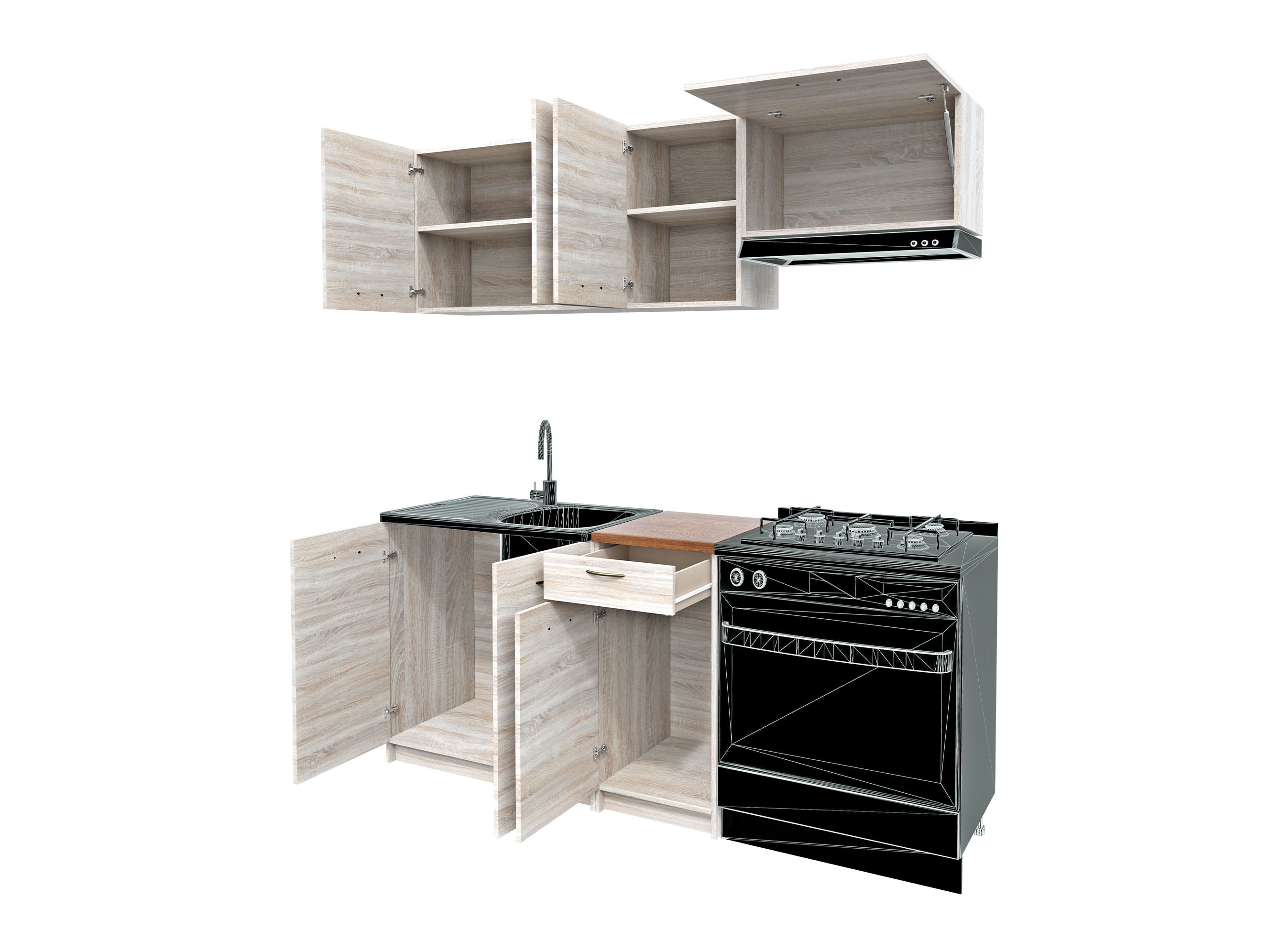 Keukenset Ota (Sonoma eik + Beige)