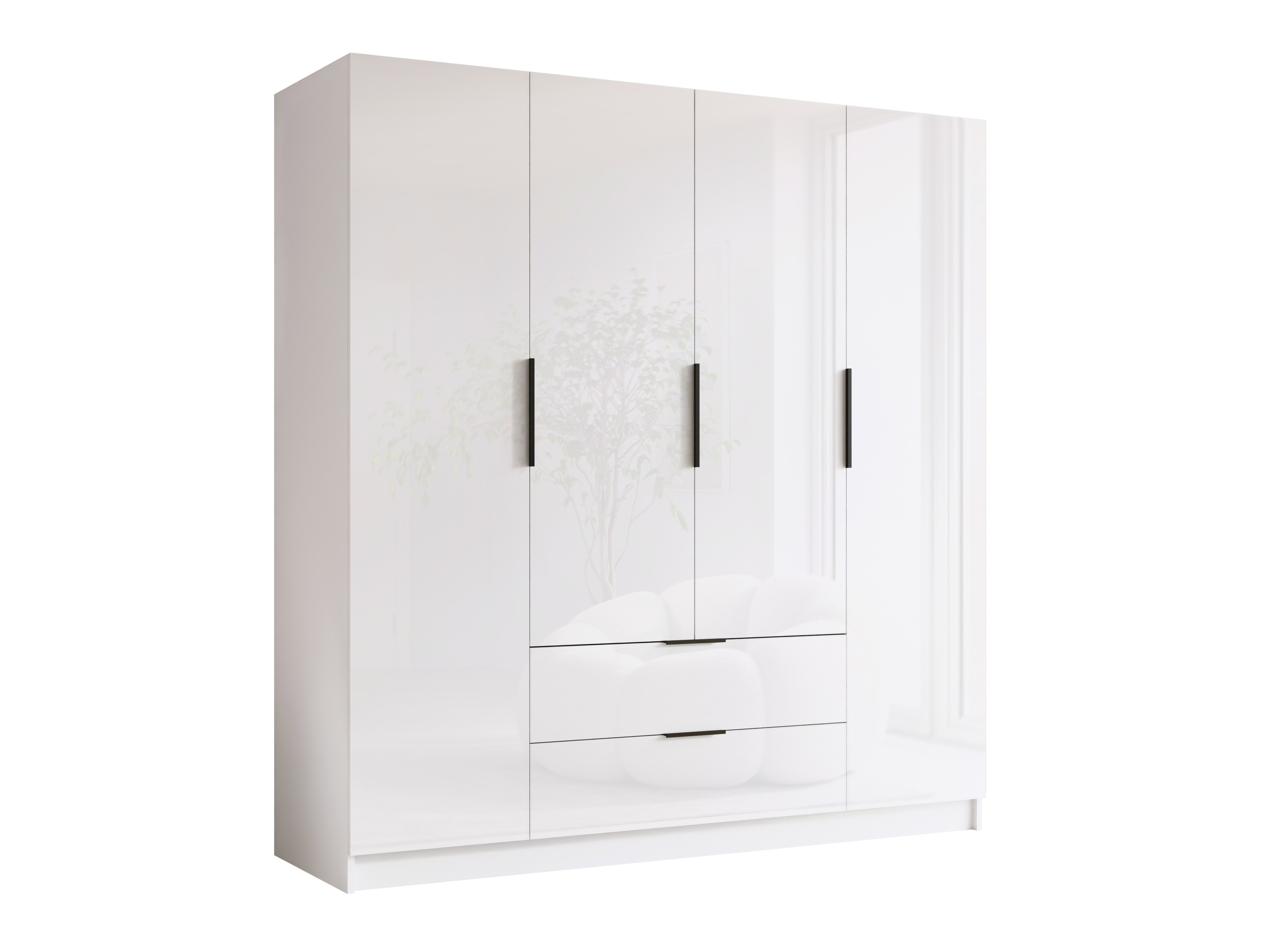 Kledingkast Closico Cadron I (Wit + Glanzend wit)