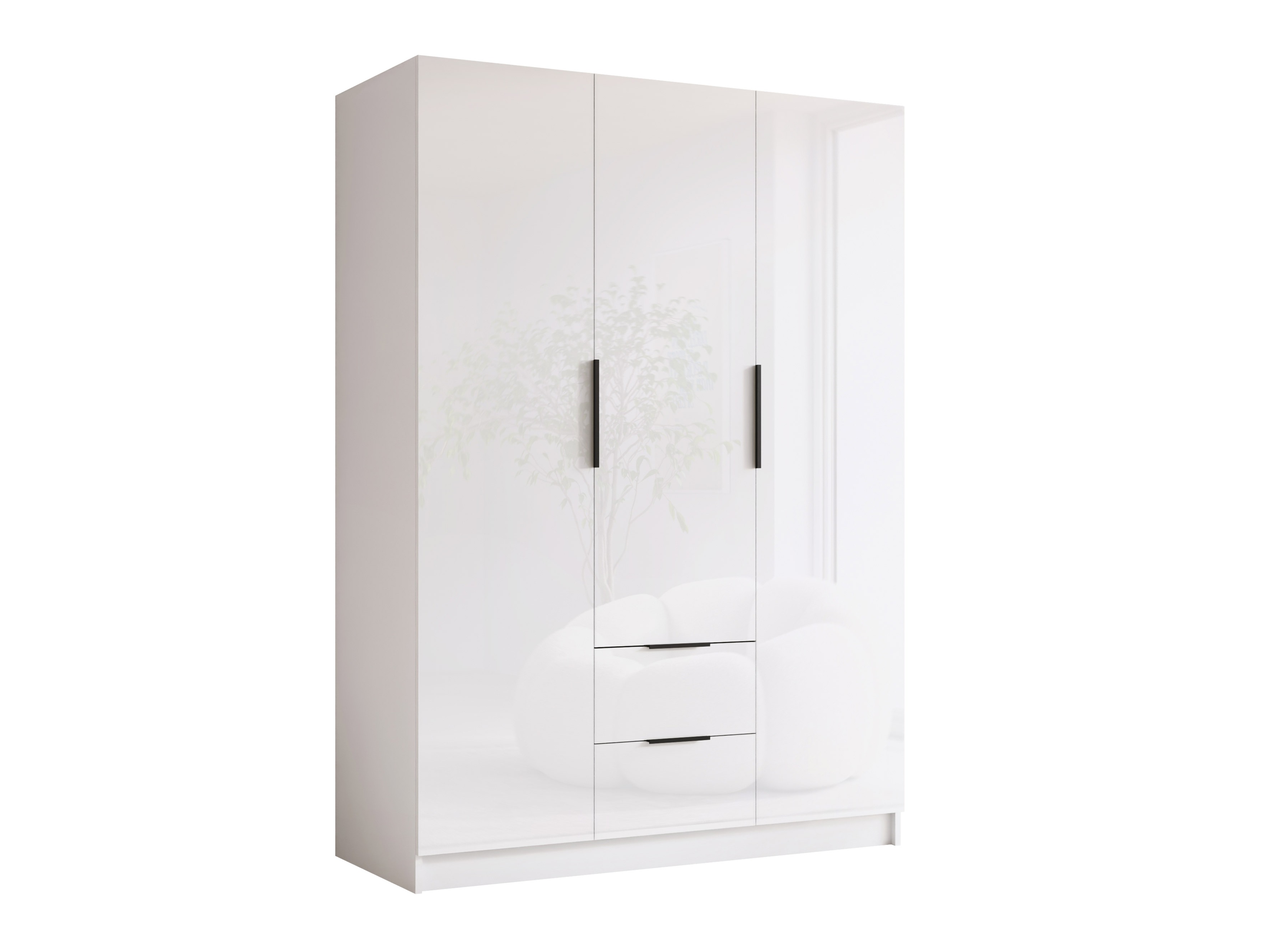 Kledingkast Closico Calvron I (Wit + Glanzend wit)