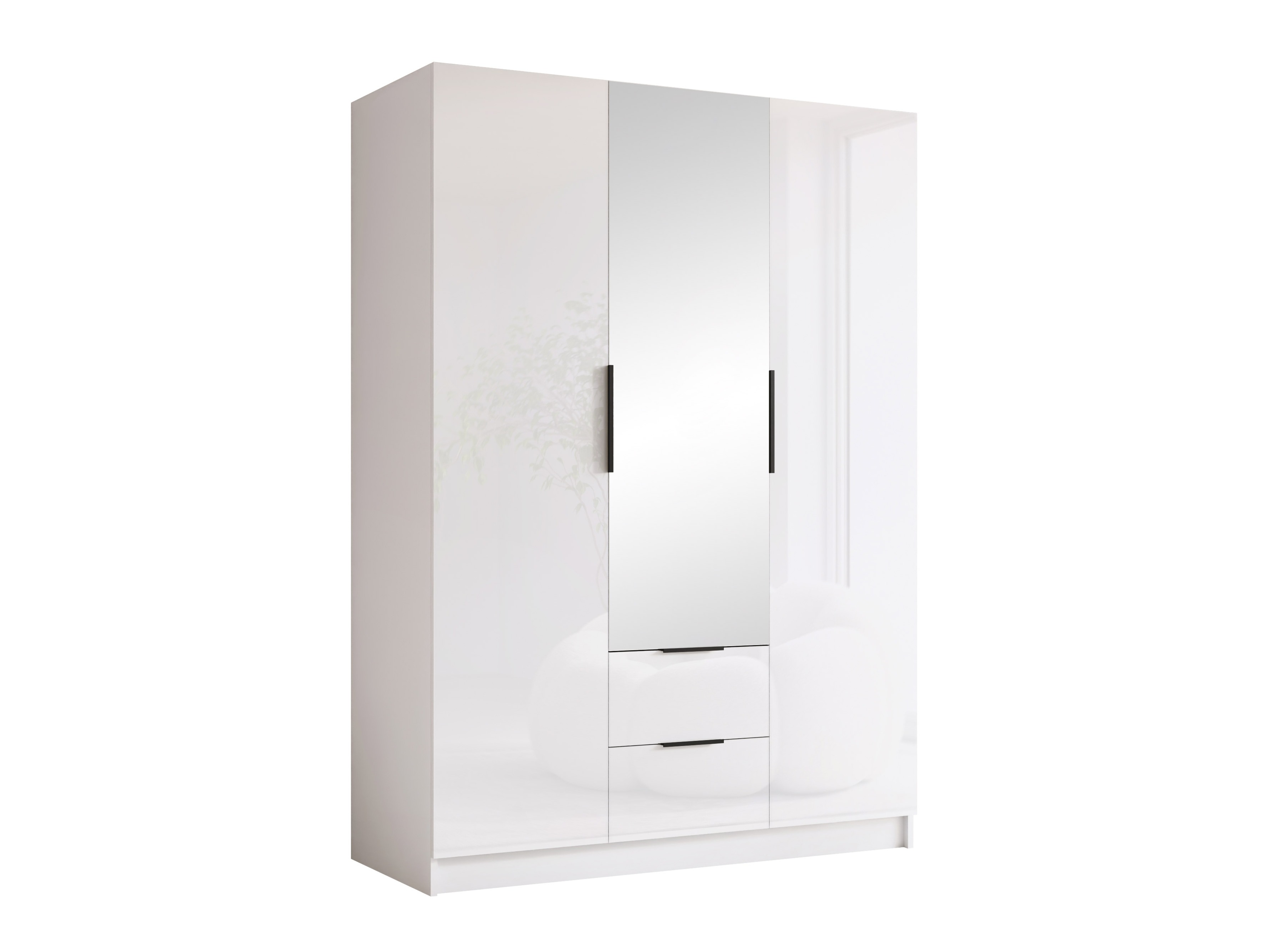 Kledingkast Closico Calvron II (Wit + Glanzend wit)