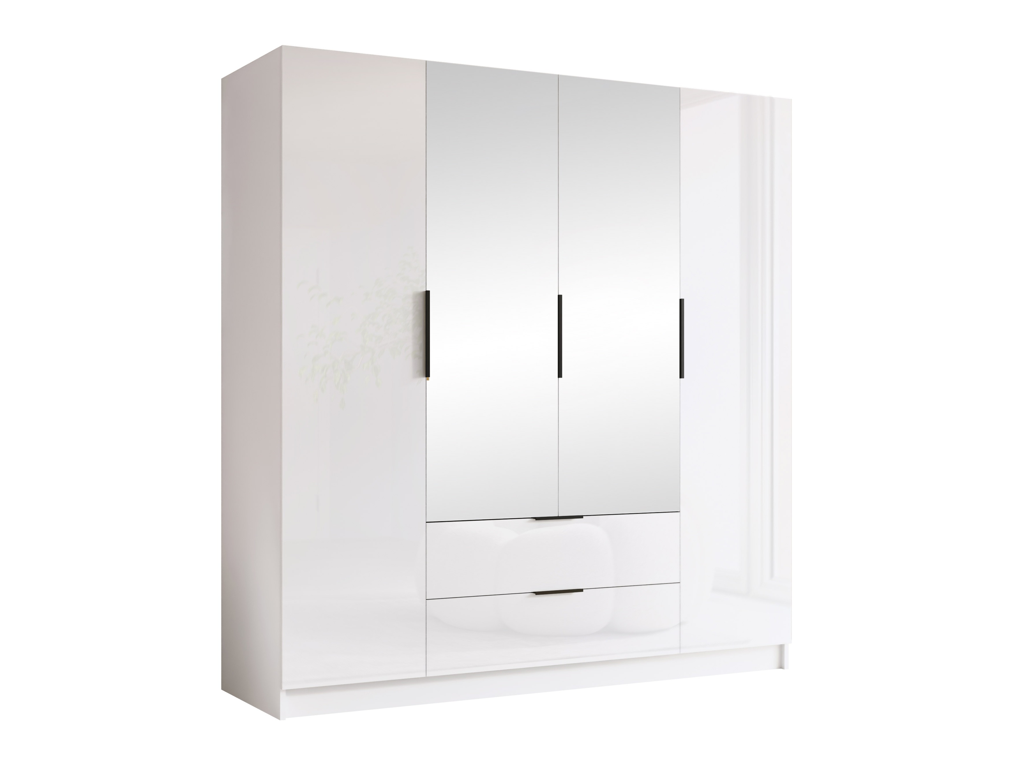 Kledingkast Closico Cadron II (Wit + Glanzend wit)