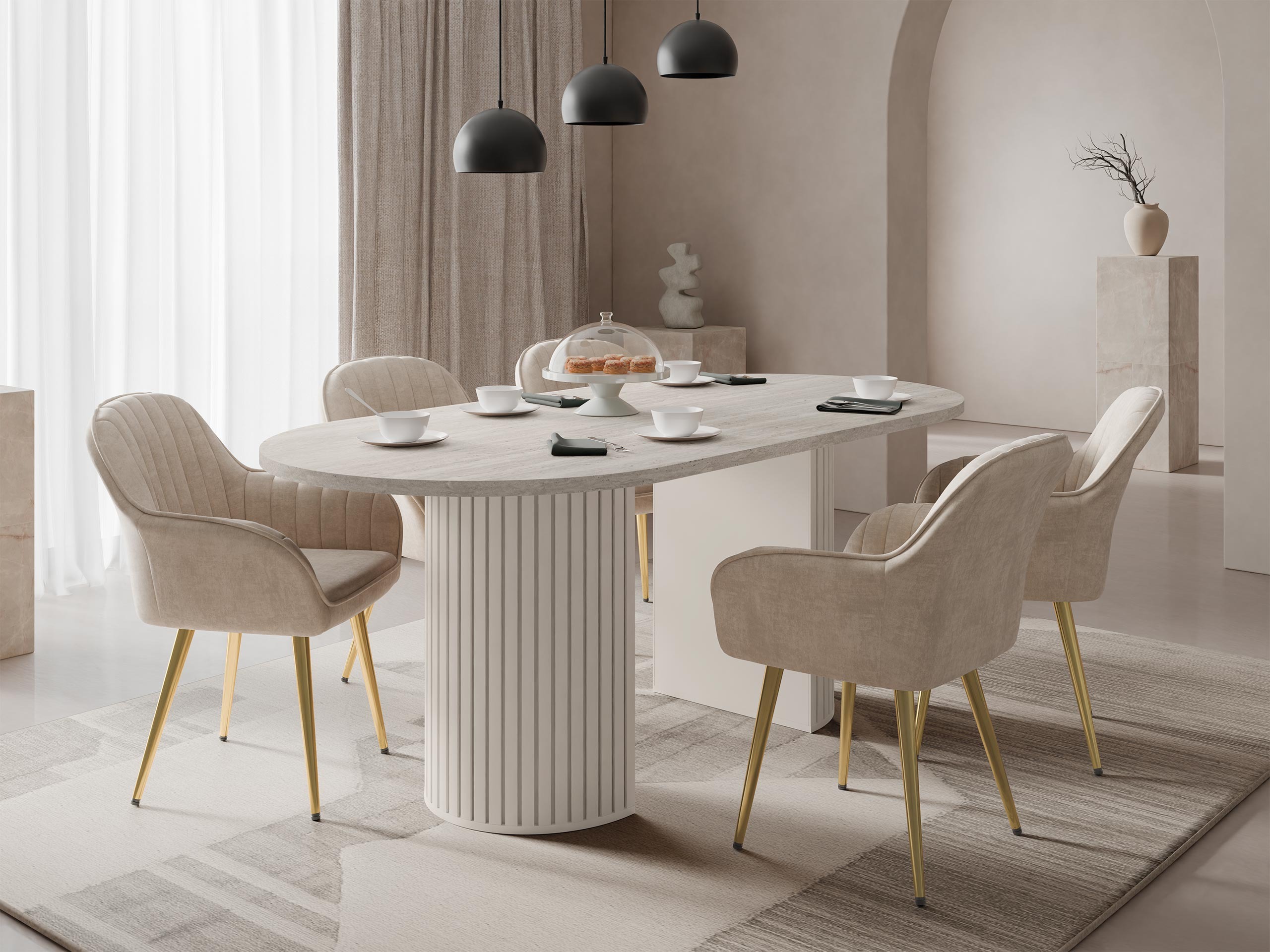 Tafel Comfivo Ulma (Licht travertin + Beige)