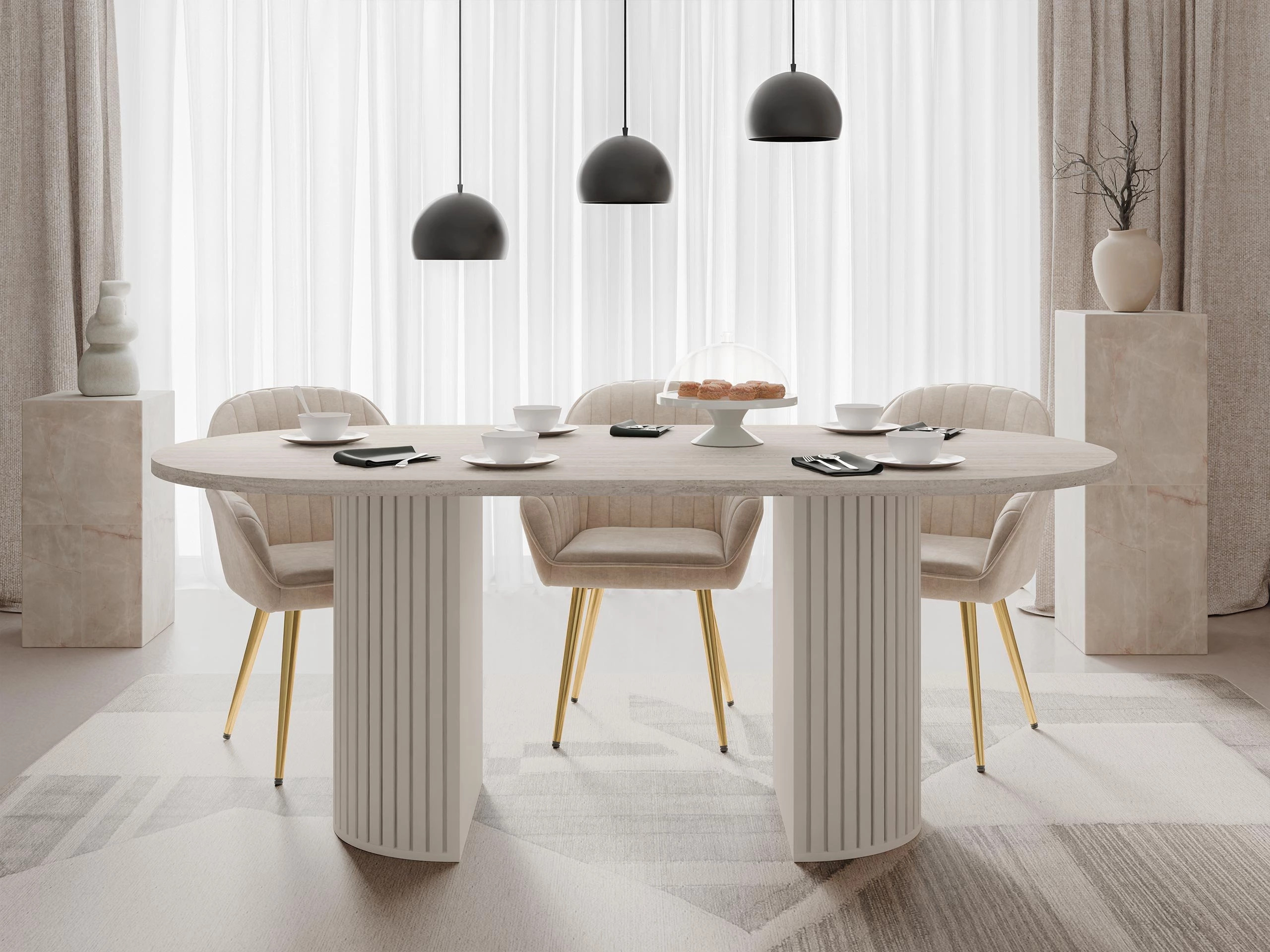 Tafel Comfivo Ulma (Licht travertin + Beige)