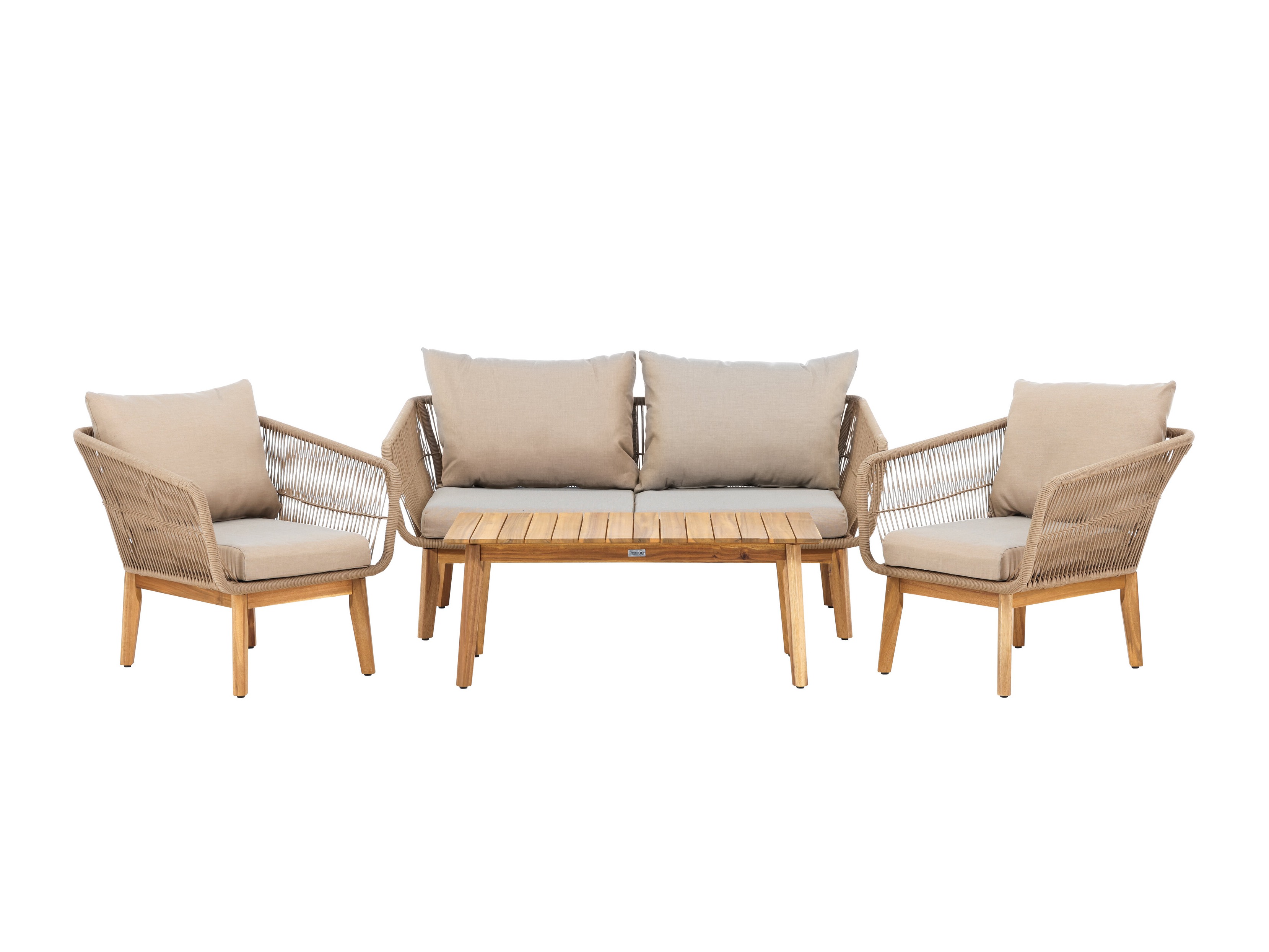 Buiten meubilair set Dallas 661 (Licht beige + Acacia)