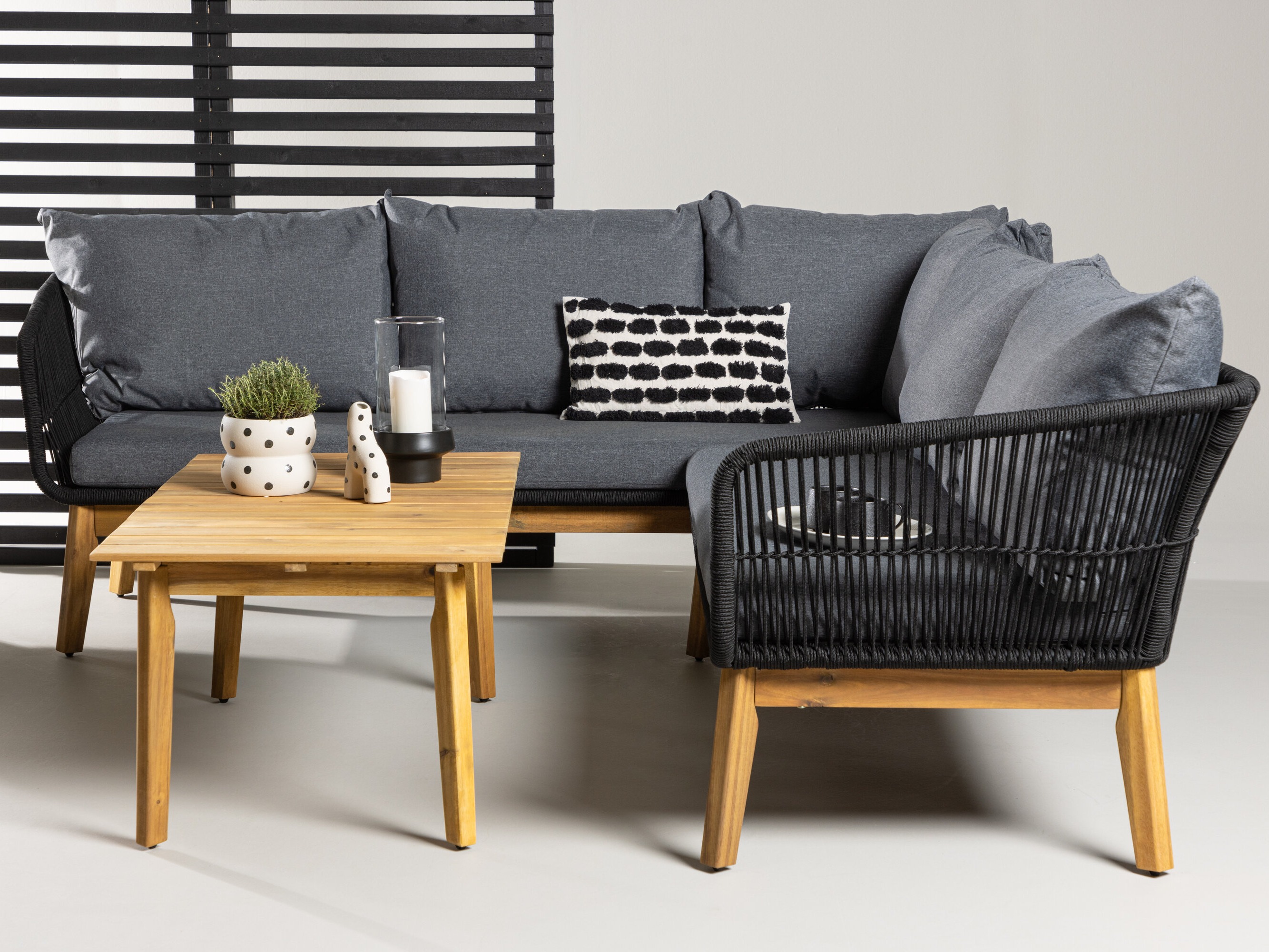 Buiten meubilair set Dallas 1085 (Acacia + Zwart)