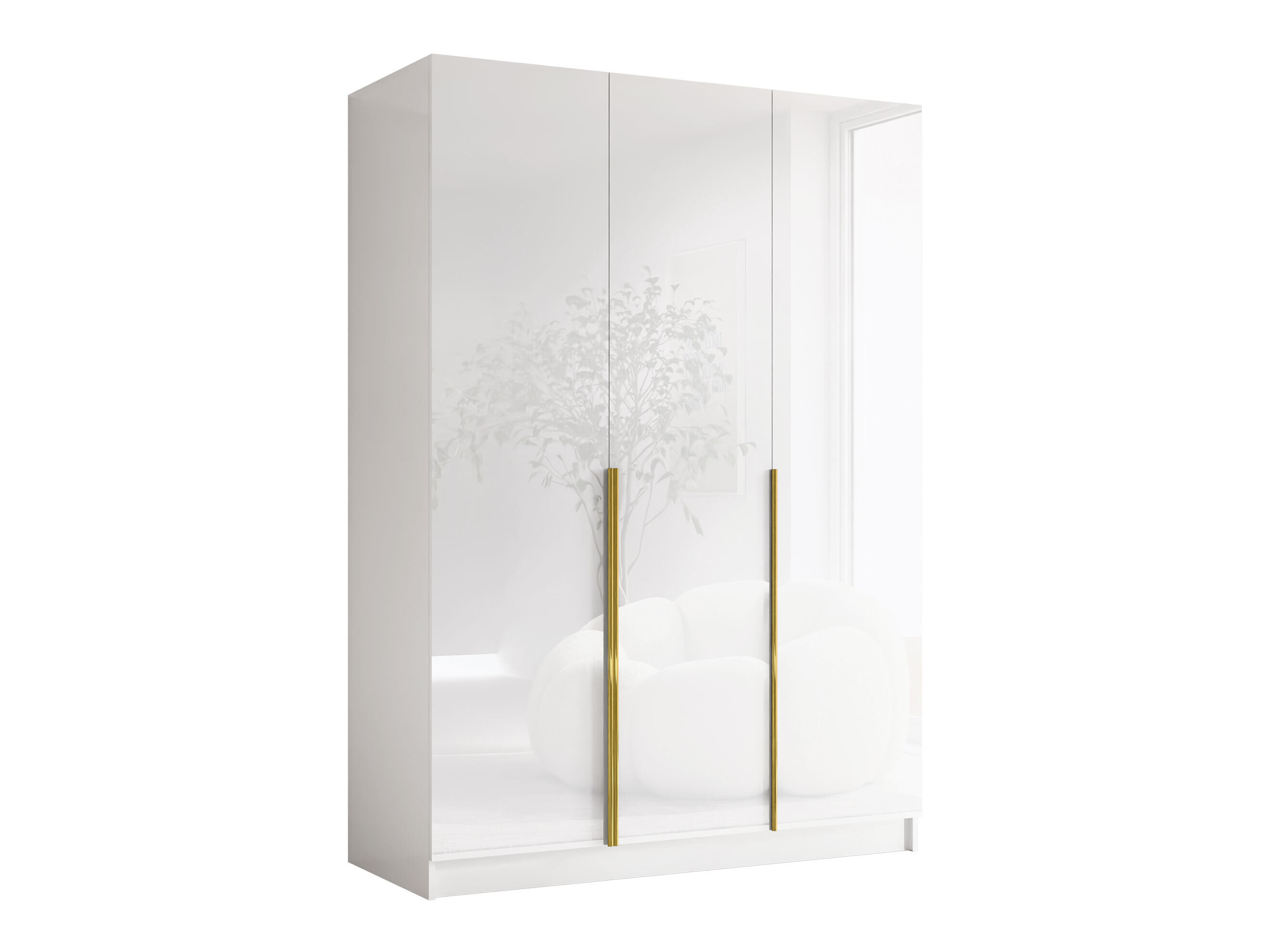 Kledingkast Closico Decoron I (Glanzend wit + Gouden)