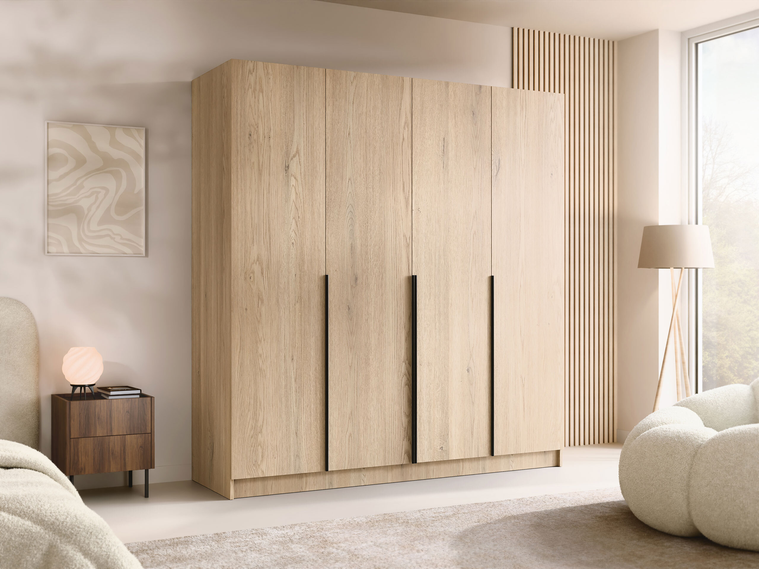 Kledingkast Closico Navor I (Licht hout + Zwart)