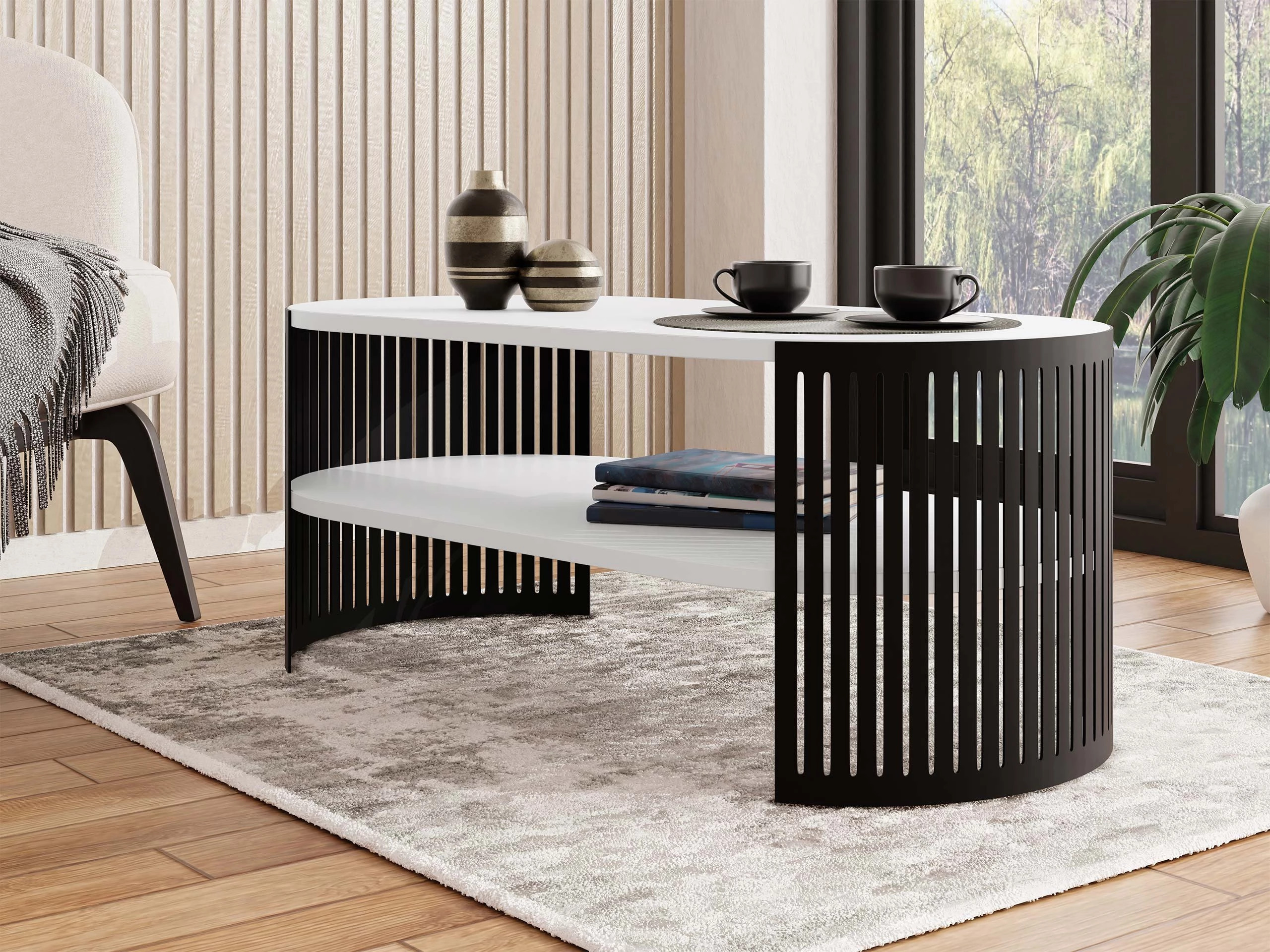 Salontafel Civer III (Zwart + Wit)