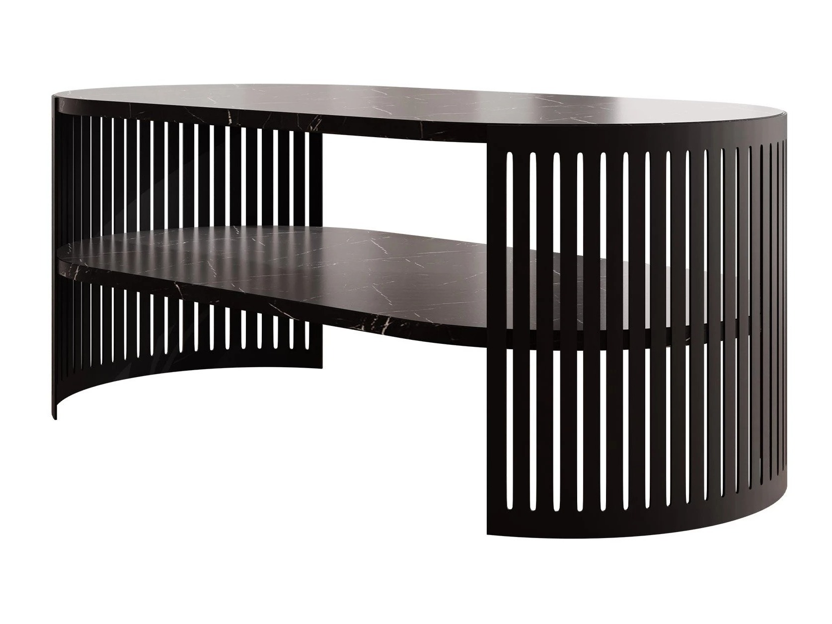 Salontafel Civer III (Zwart + Zwart marmer)