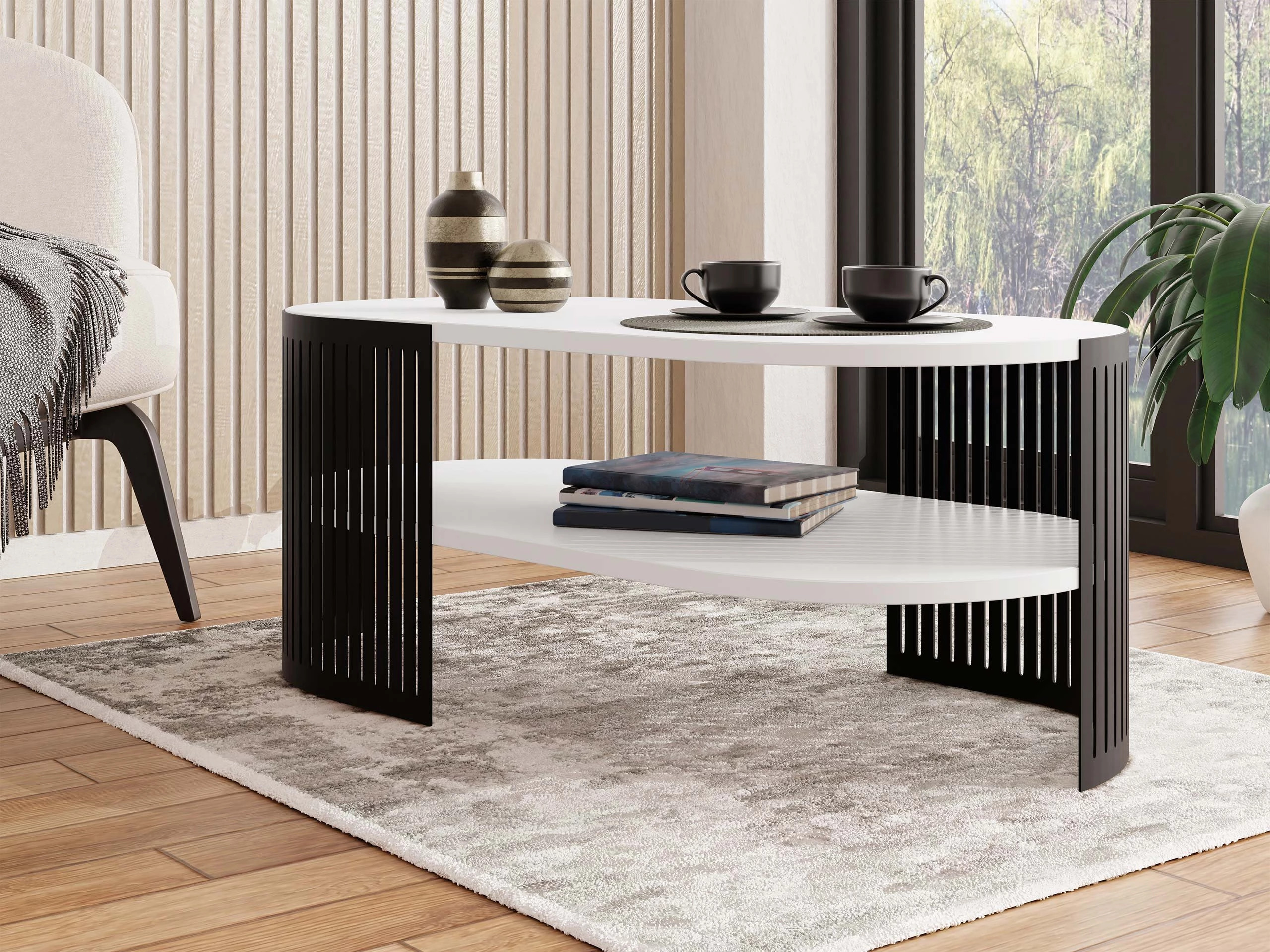 Salontafel Civer VI (Zwart + Wit)