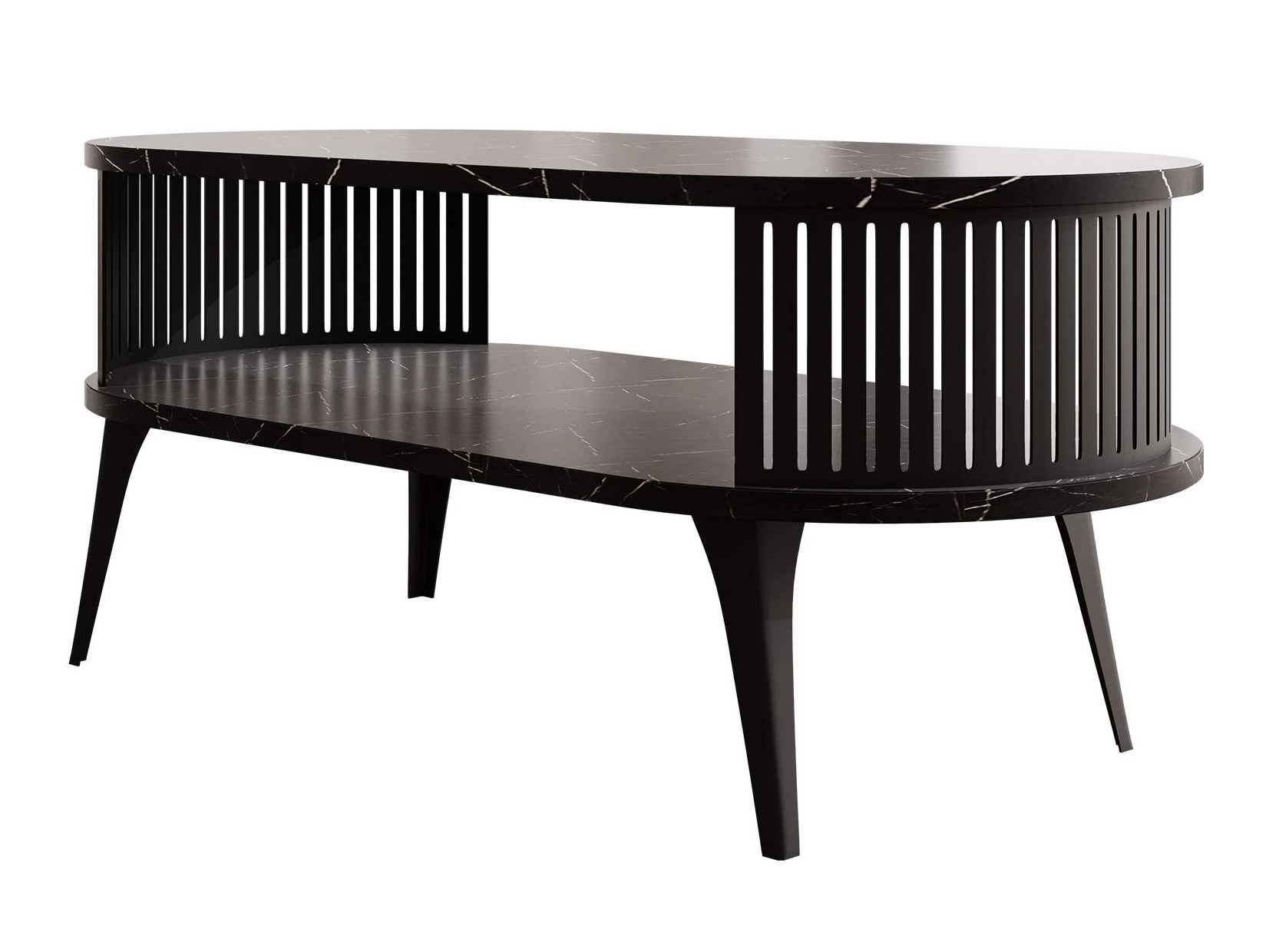 Salontafel Vitum III (Zwart + Zwart marmer)