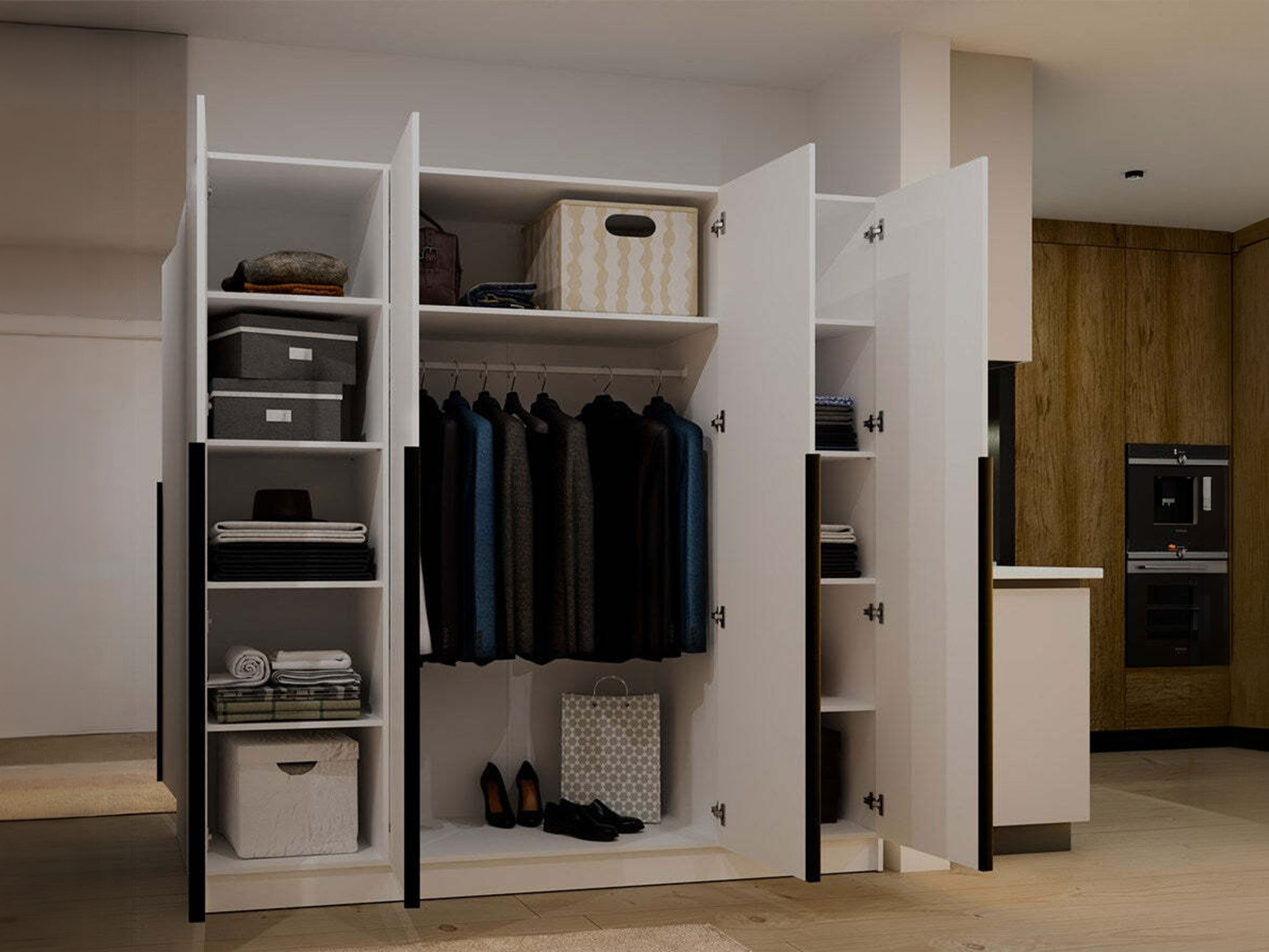 Kledingkast Mandeville 370 (Wit + Zwart)