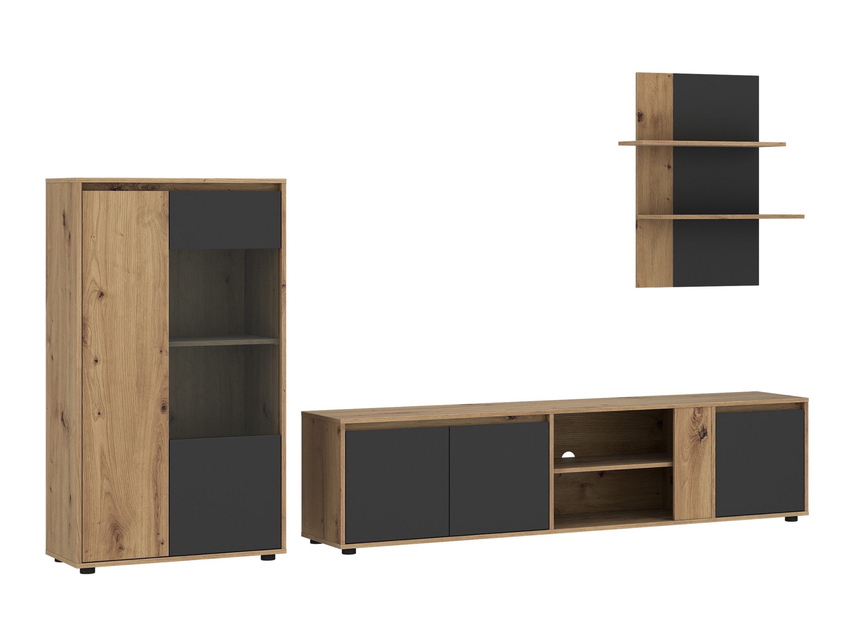 Woonkamerset Torcavi 106 (Antraciet + Artisan eiken)