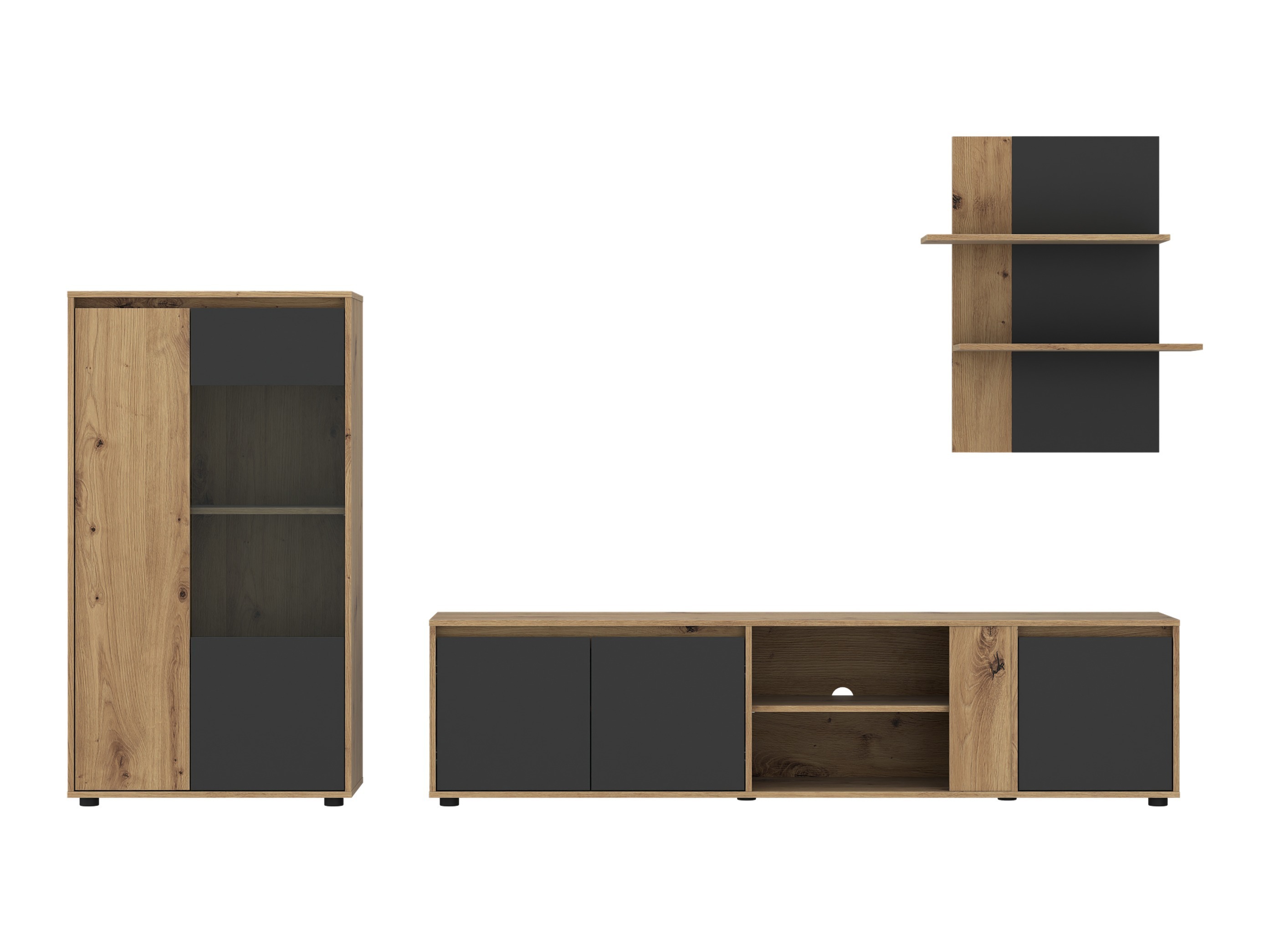 Woonkamerset Torcavi 106 (Antraciet + Artisan eiken)