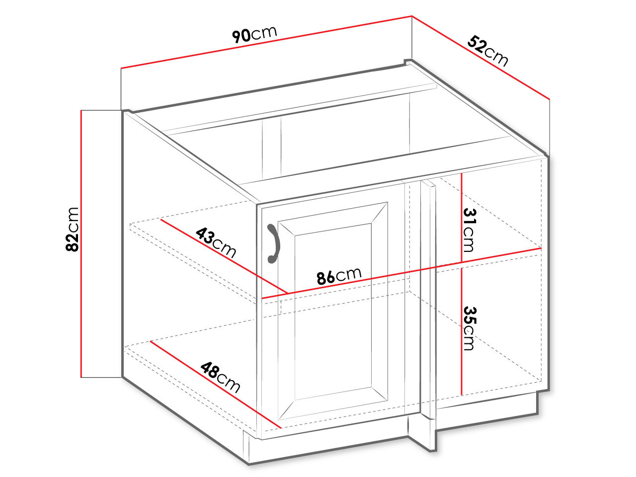 Modulaire kast met deuren Retro Grey 100