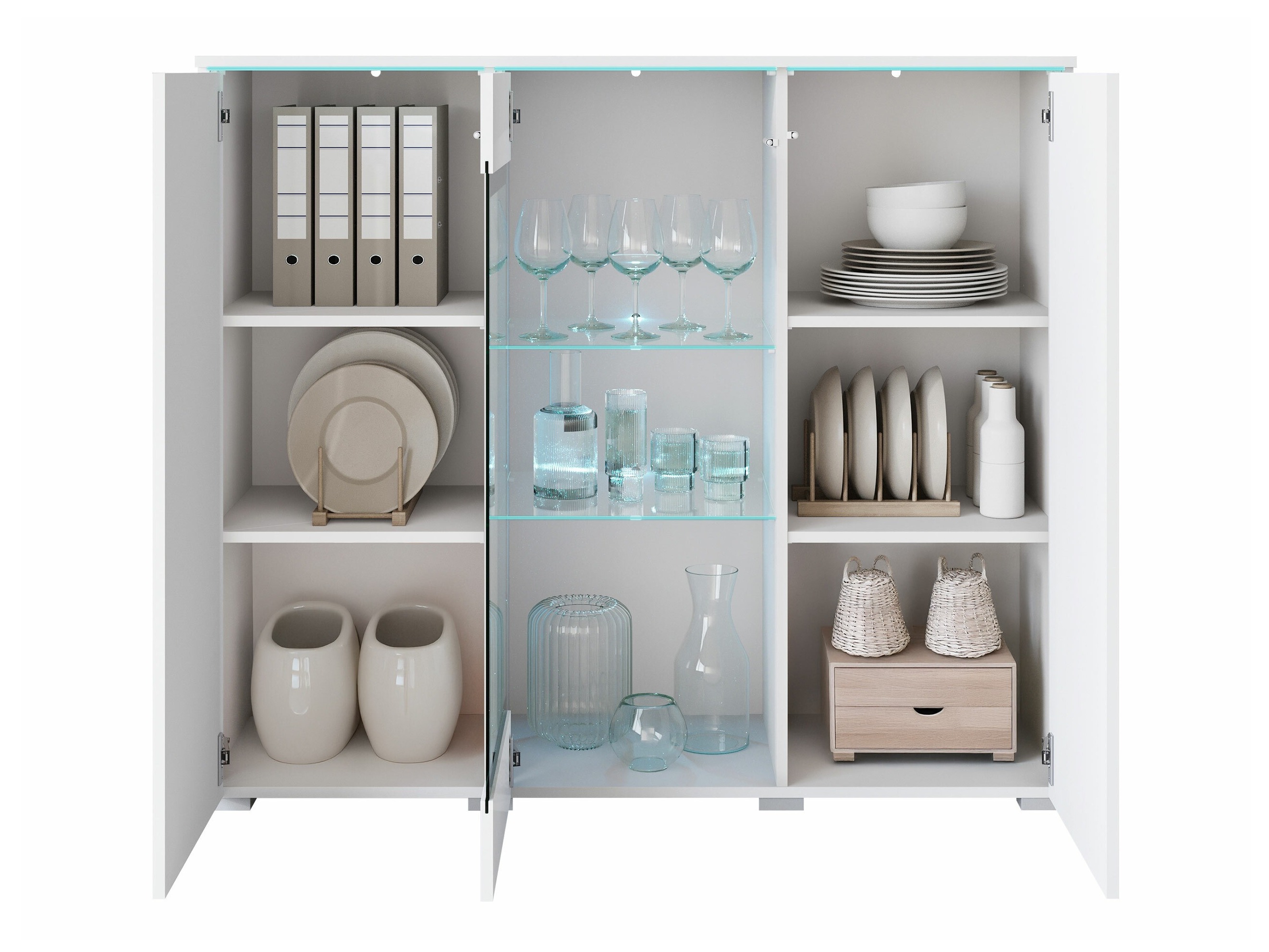 Dressoir Mirfivo 103 (Wit + Glanzend wit)