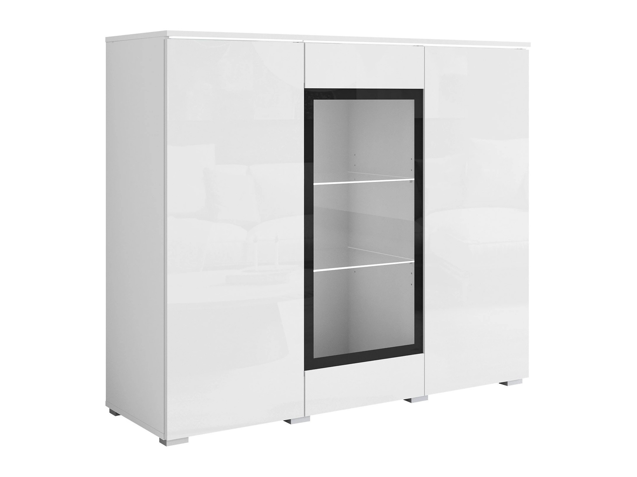Dressoir Mirfivo 103 (Wit + Glanzend wit)
