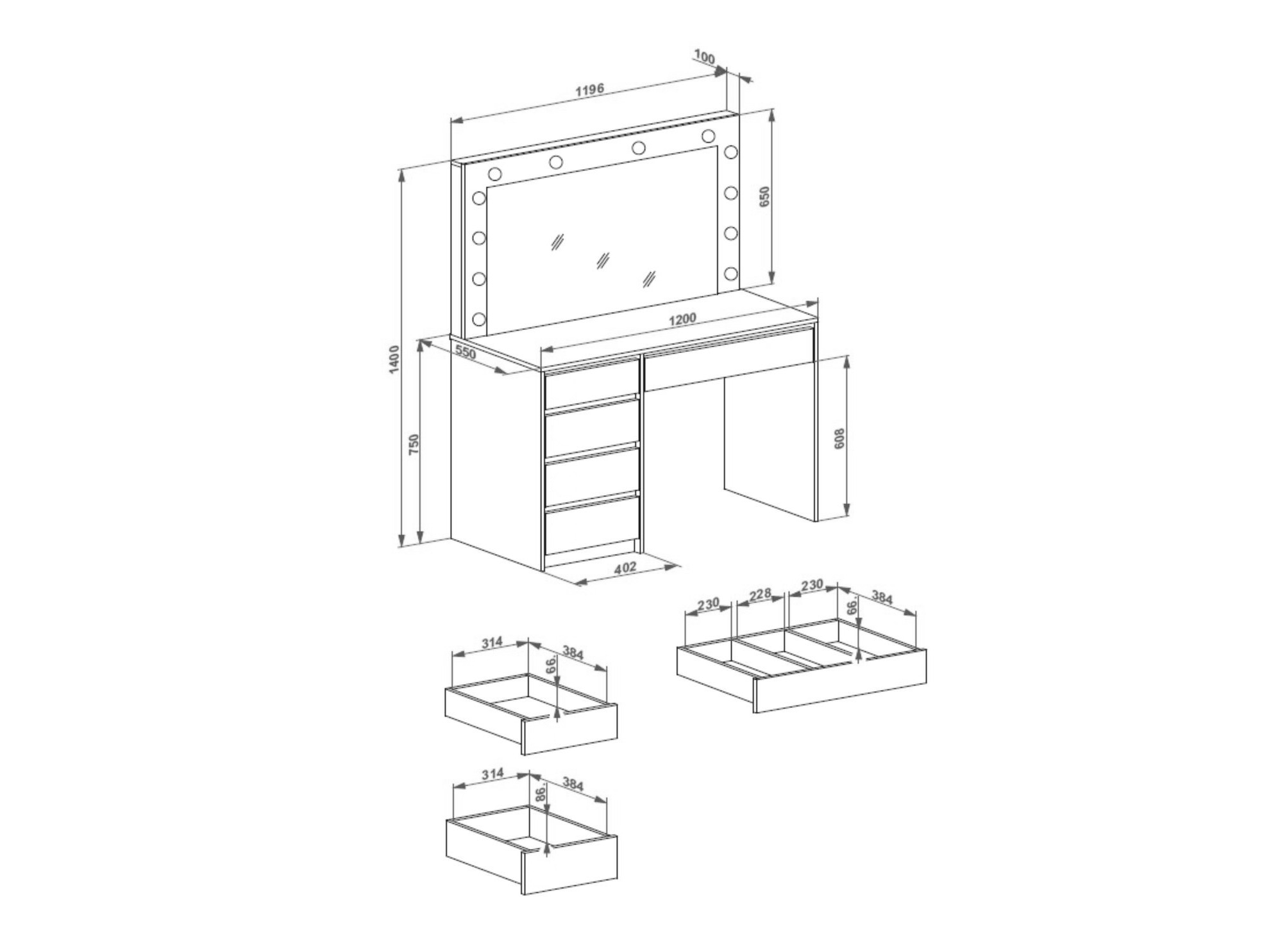 Kaptafel Houston Gaudium I (Wit)
