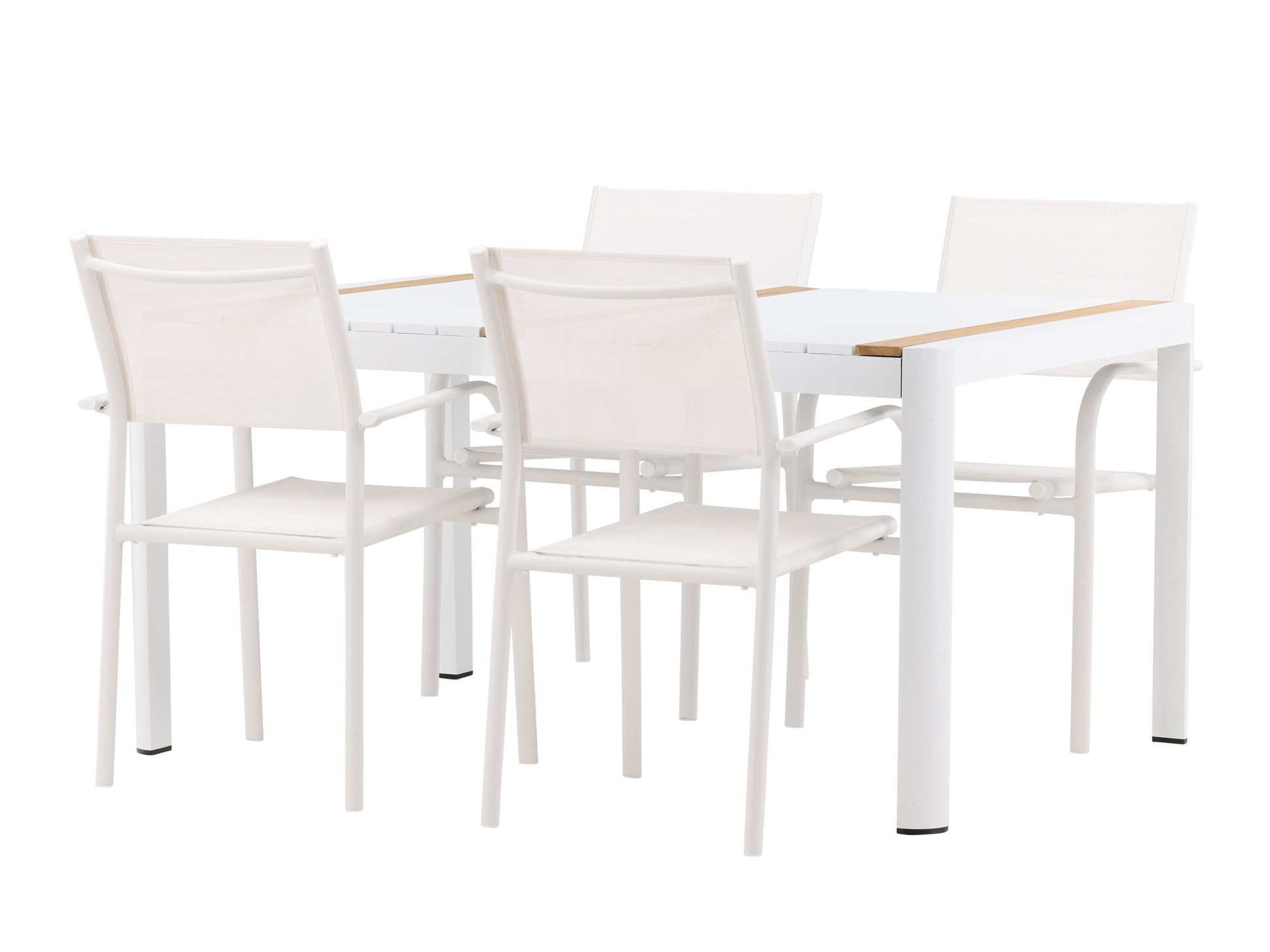 Tafel en stoelen set Dallas 5318 (Wit + Teak)