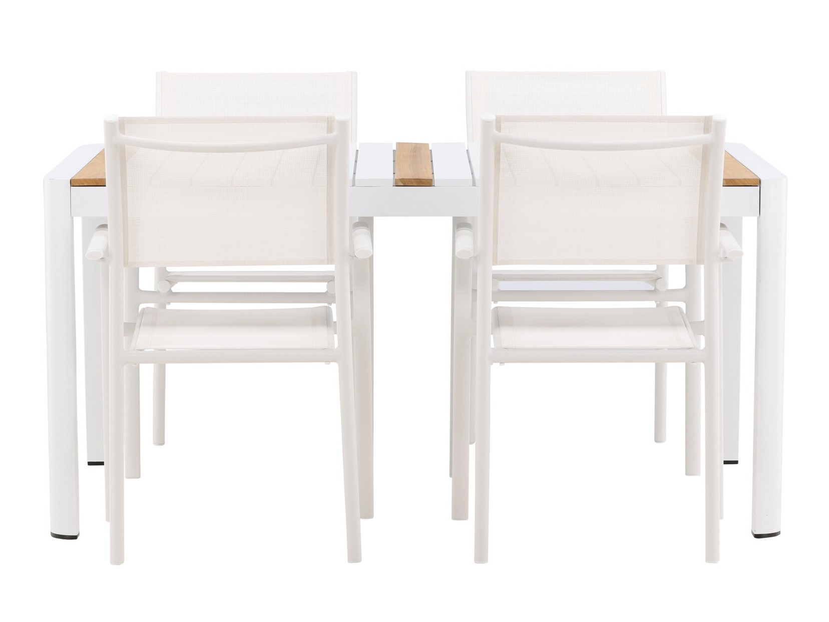 Tafel en stoelen set Dallas 5318 (Wit + Teak)