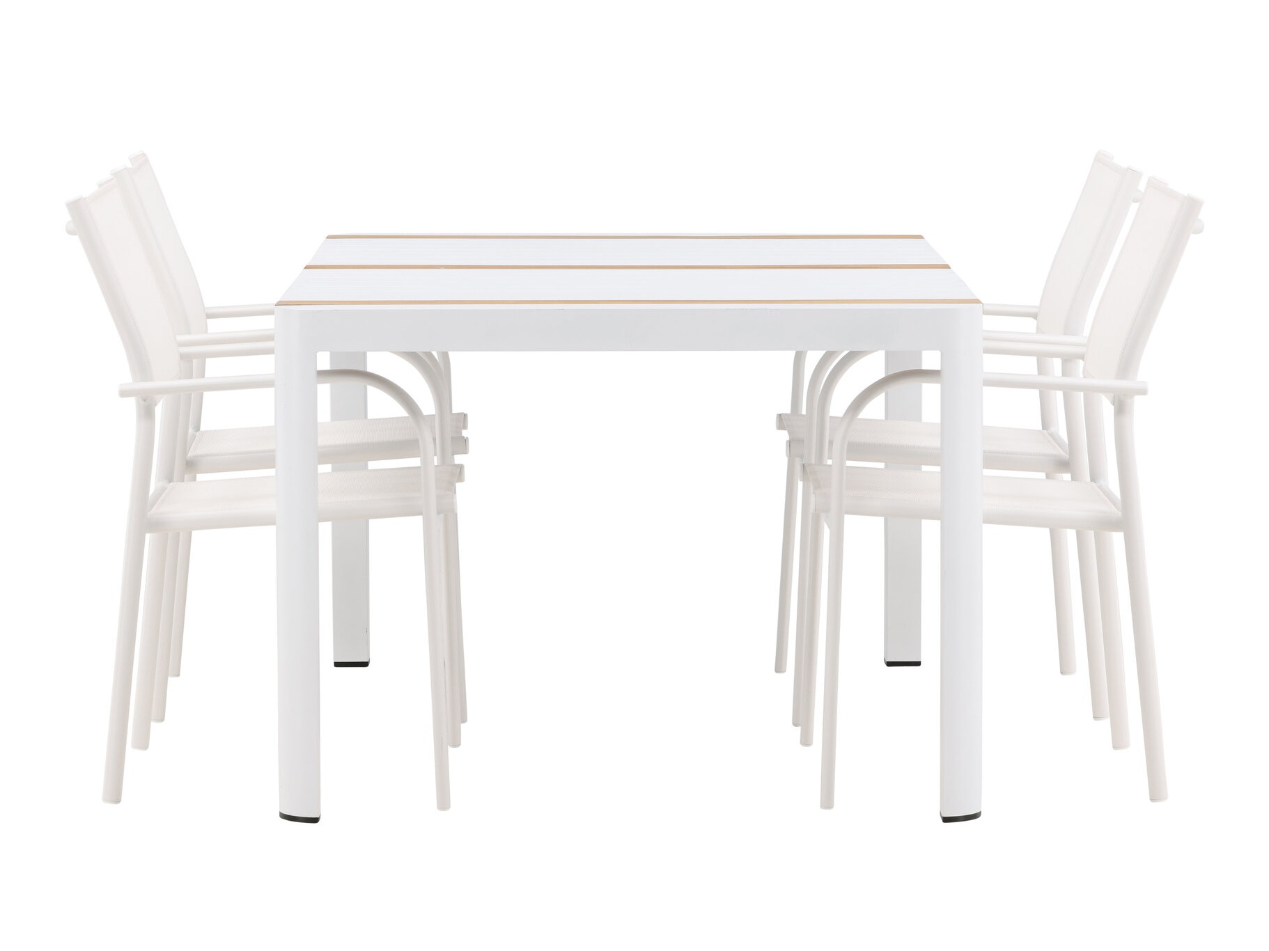 Tafel en stoelen set Dallas 5318 (Wit + Teak)