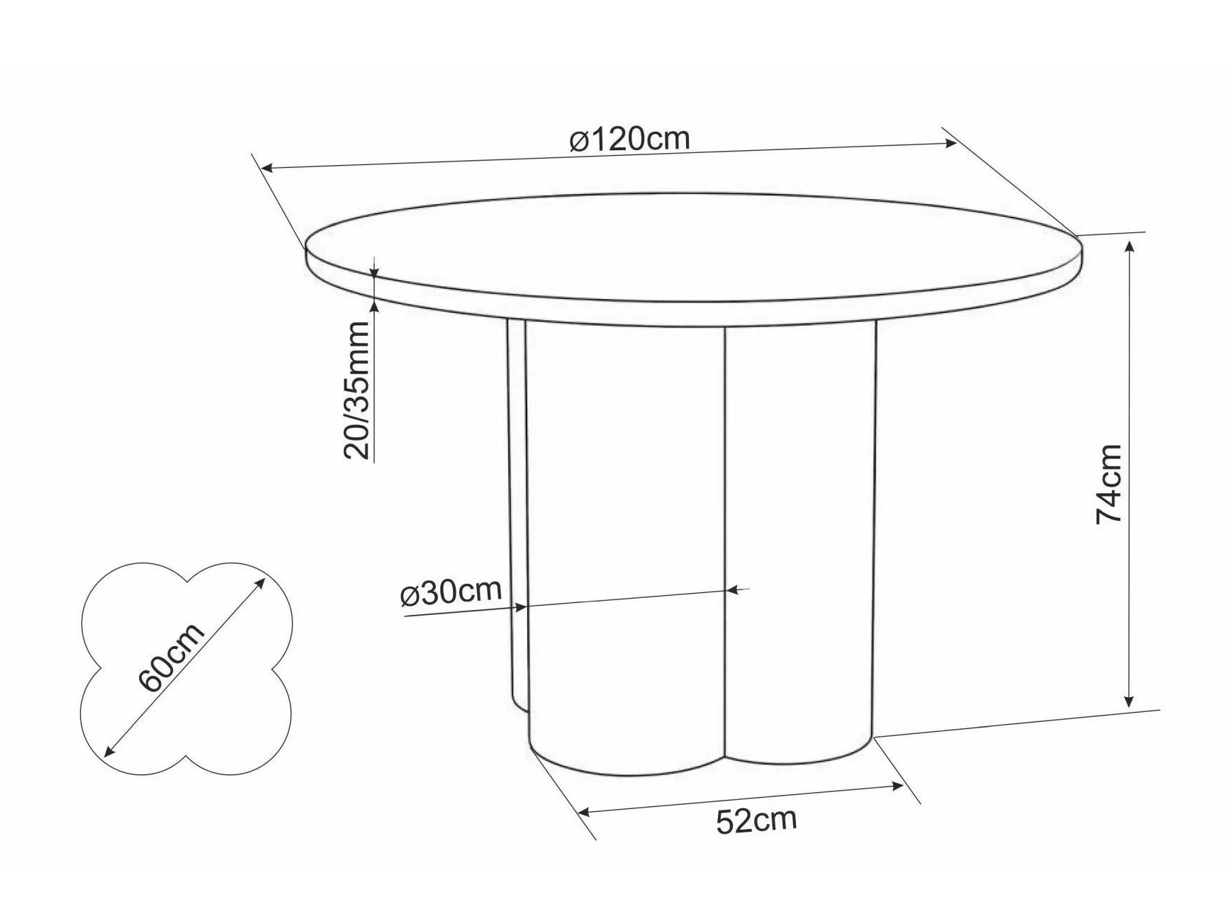 Tafel Detroit 962 (Ecru wit)